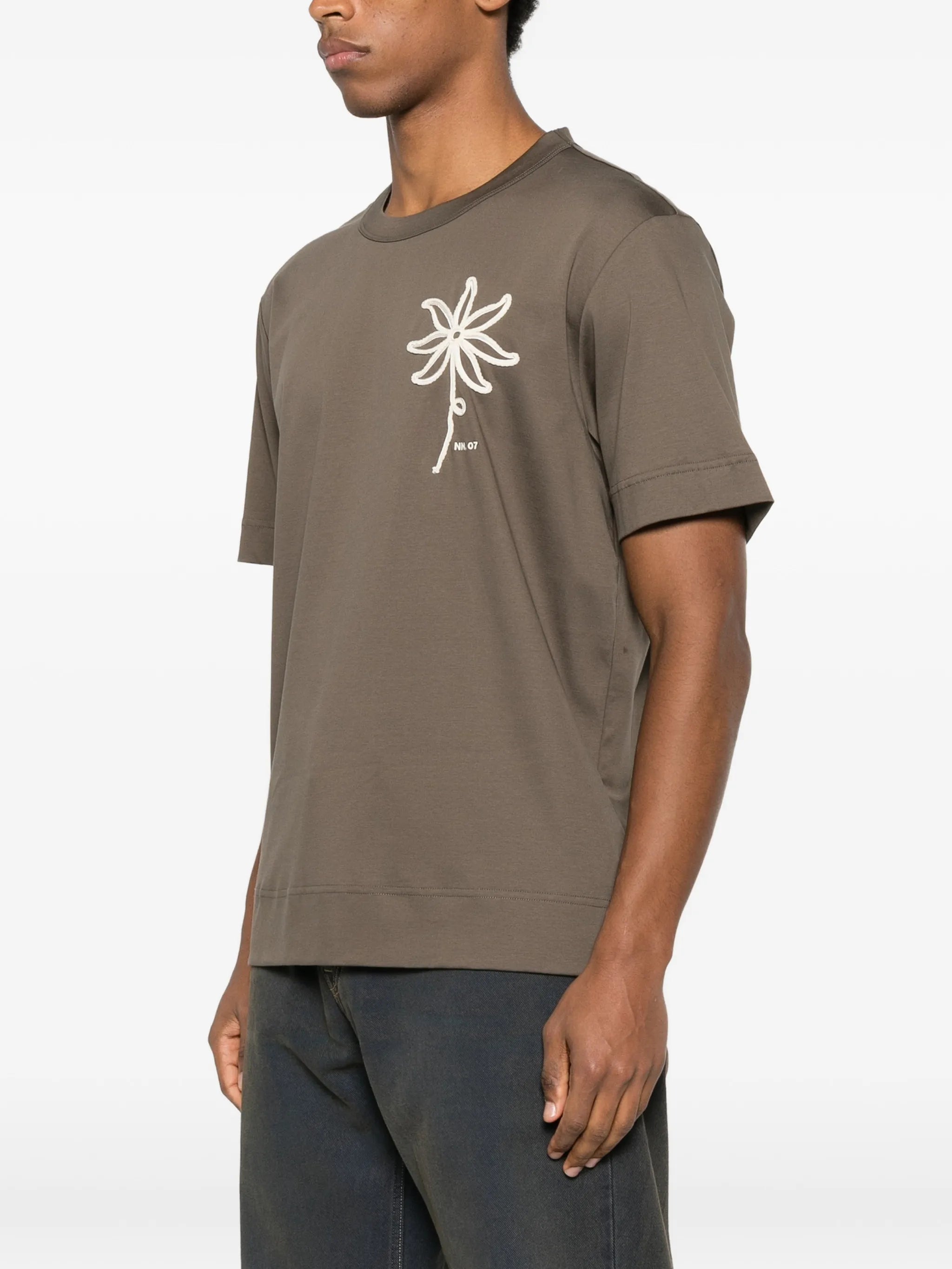 floral-motif T-shirt