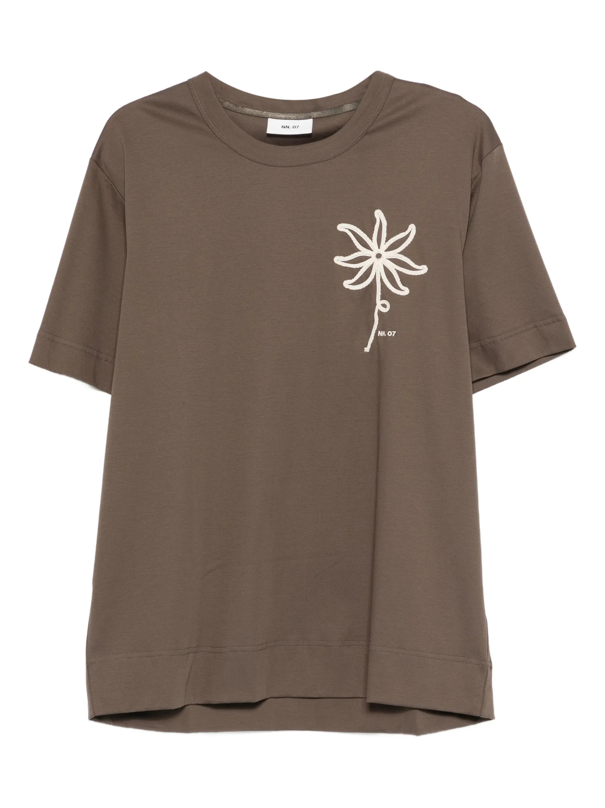 floral-motif T-shirt