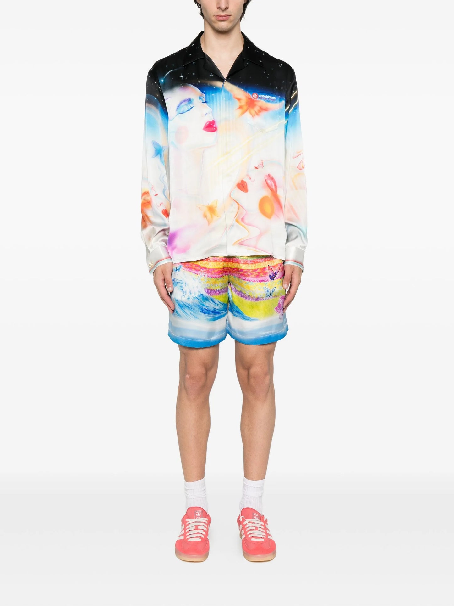 landscape-wave print shorts