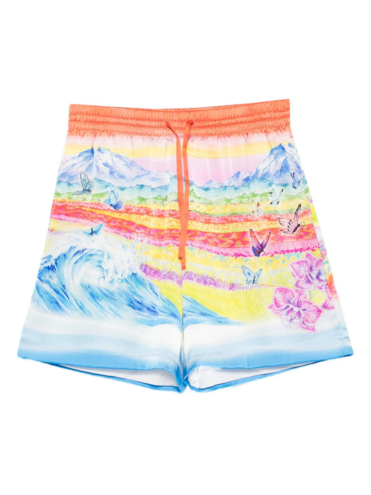 landscape-wave print shorts