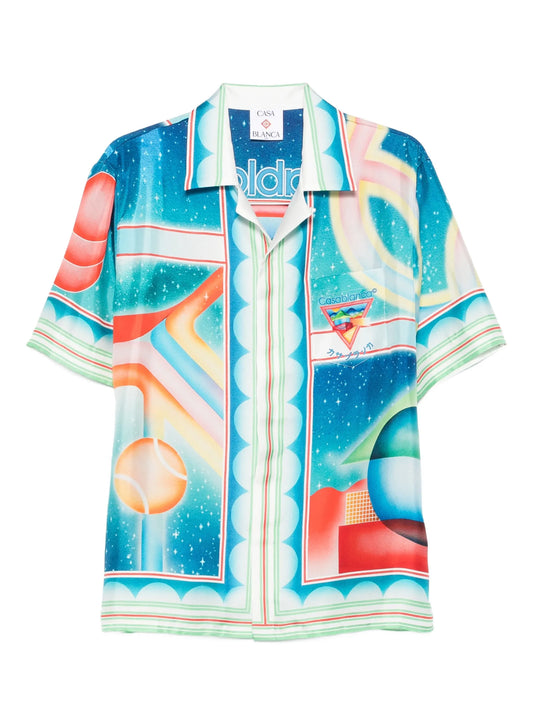 Galaxy Court geometric-print silk shirt