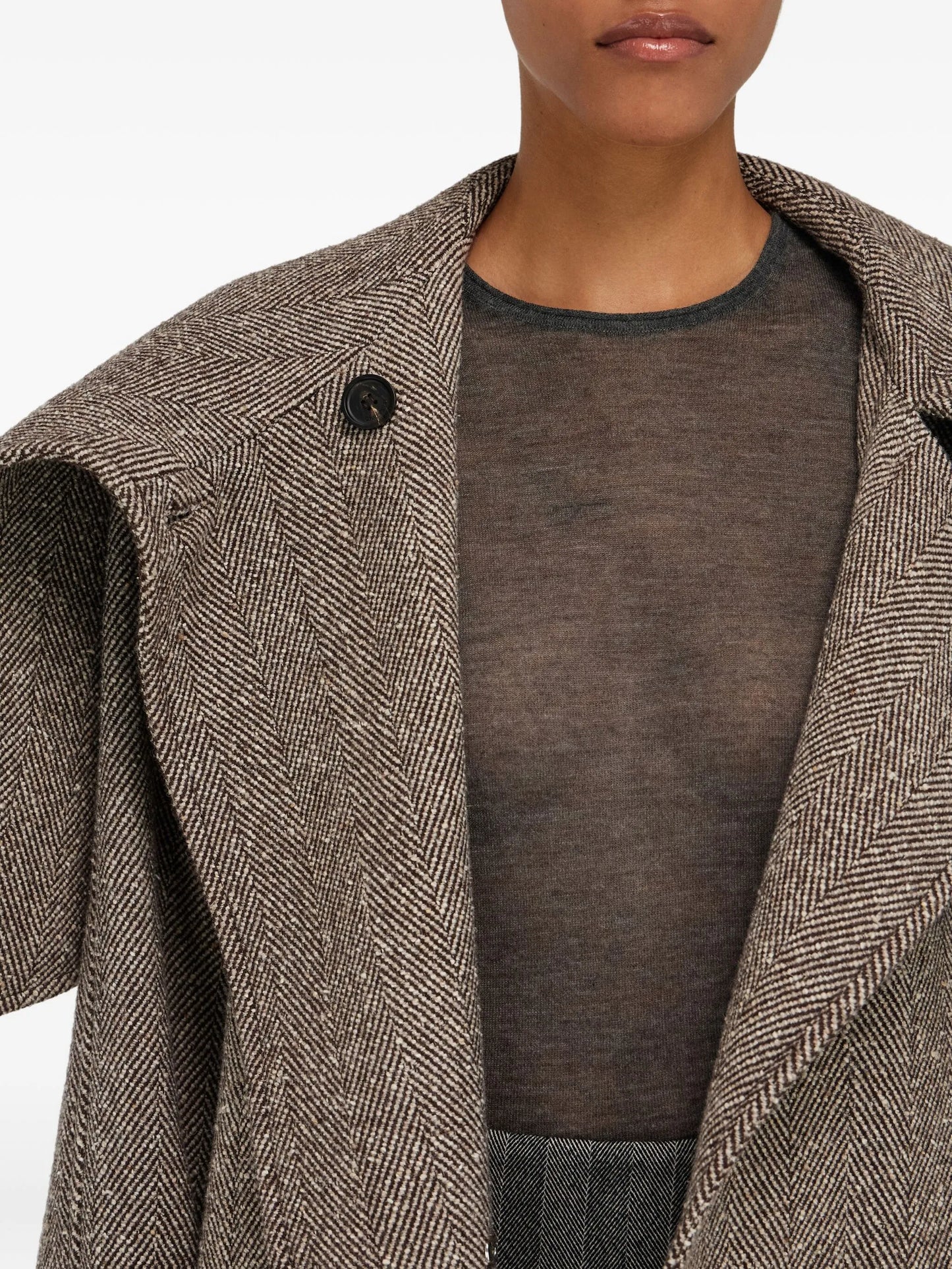 herringbone belted coat