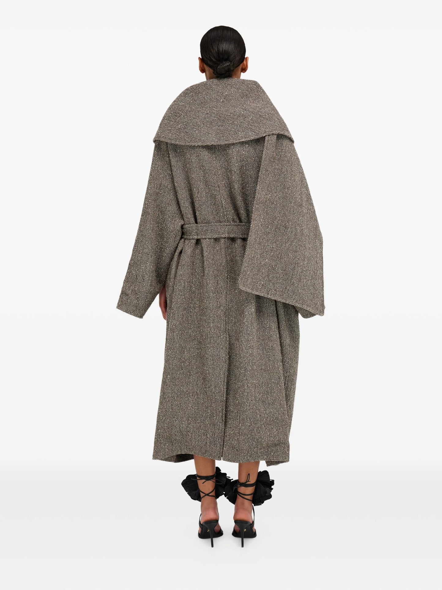 herringbone belted coat