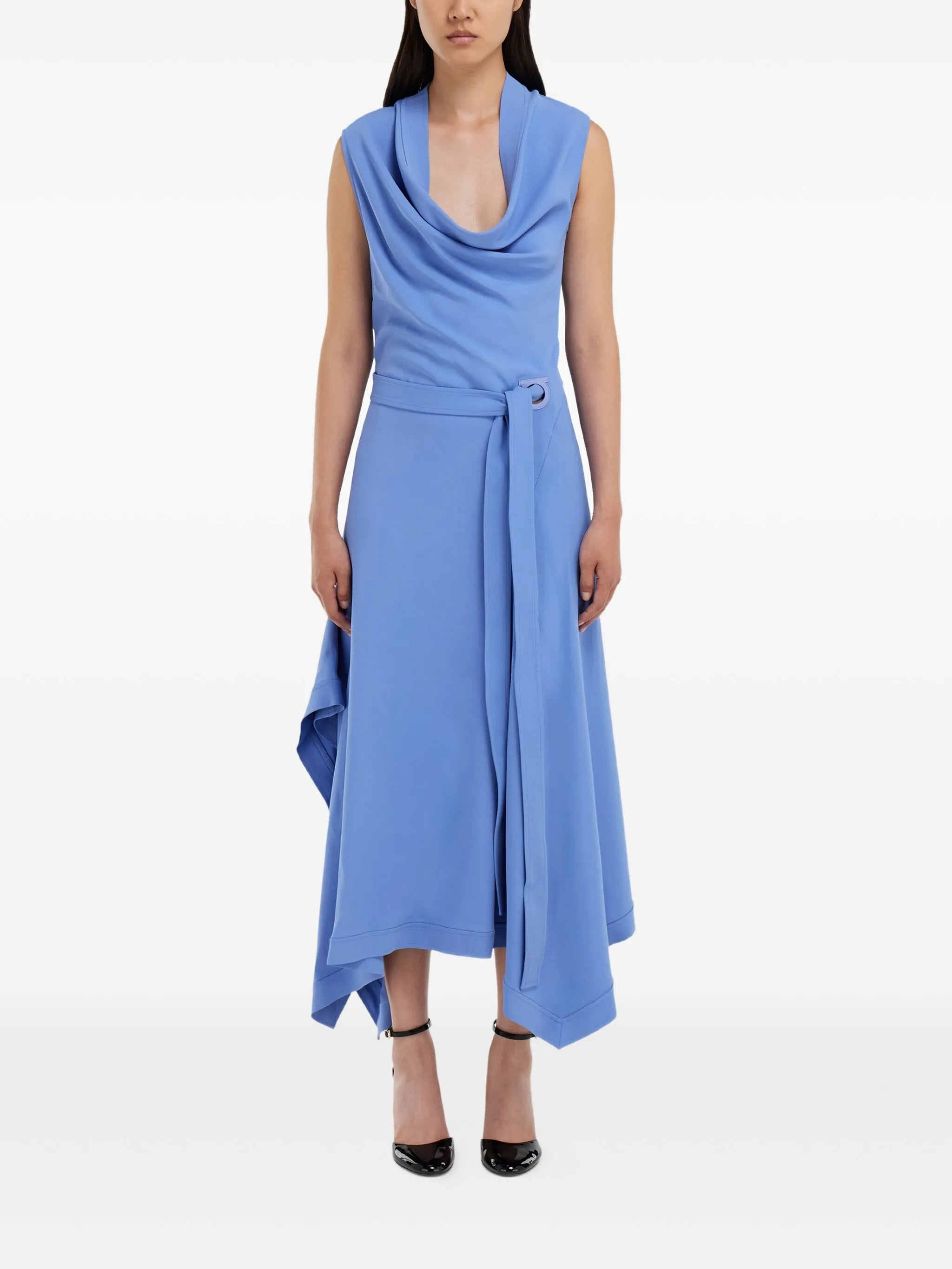 cowl-neck asymmetric dress