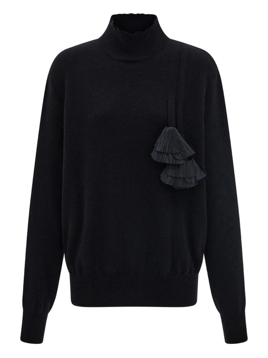 pleated-tassel sweater