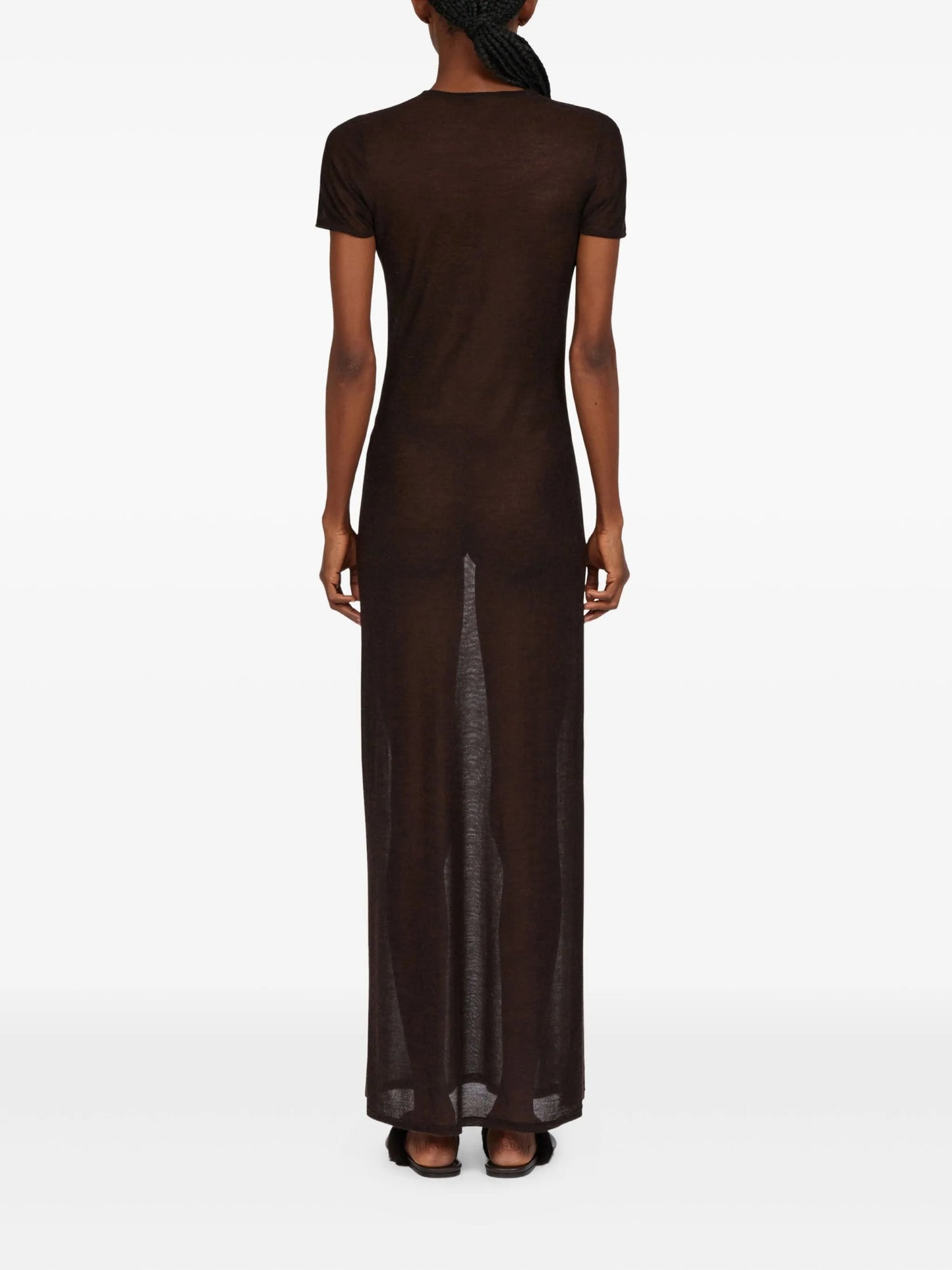 rolled-neckline maxi dress