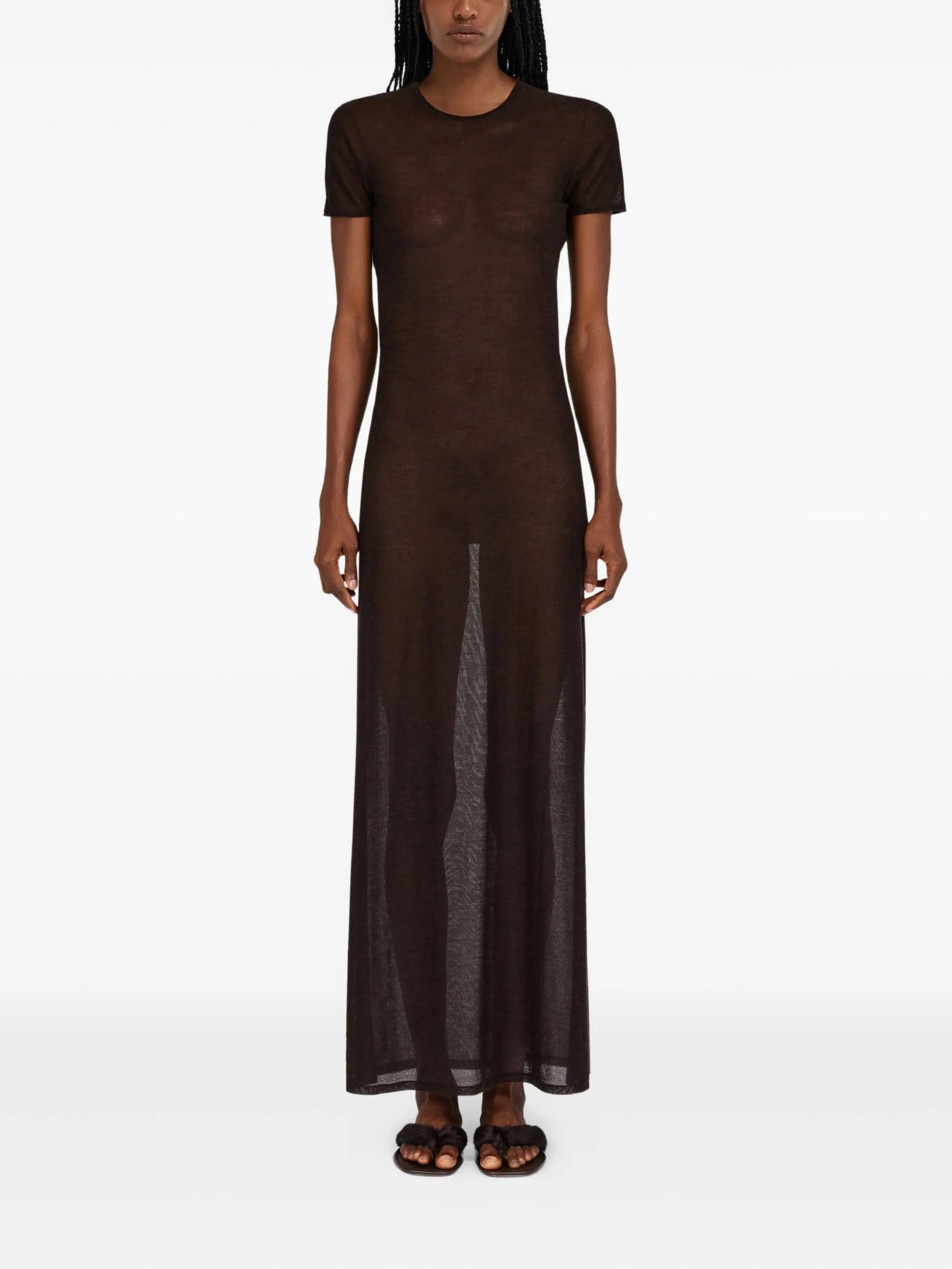 rolled-neckline maxi dress
