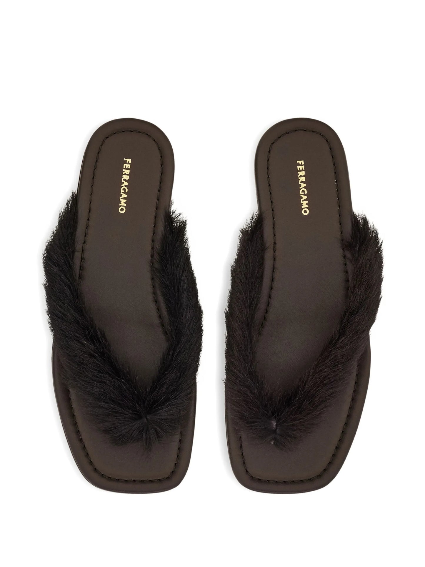 fur-detail thong sandals