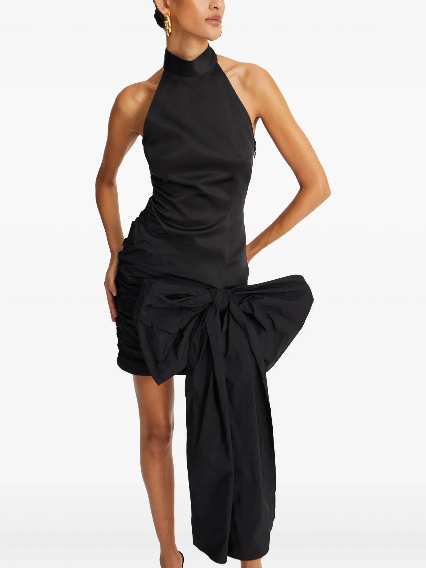 halter-neck bow-detail dress
