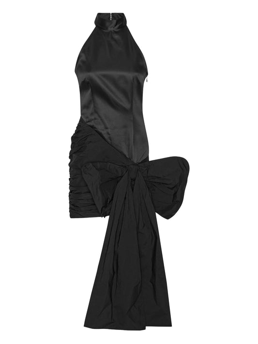 halter-neck bow-detail dress
