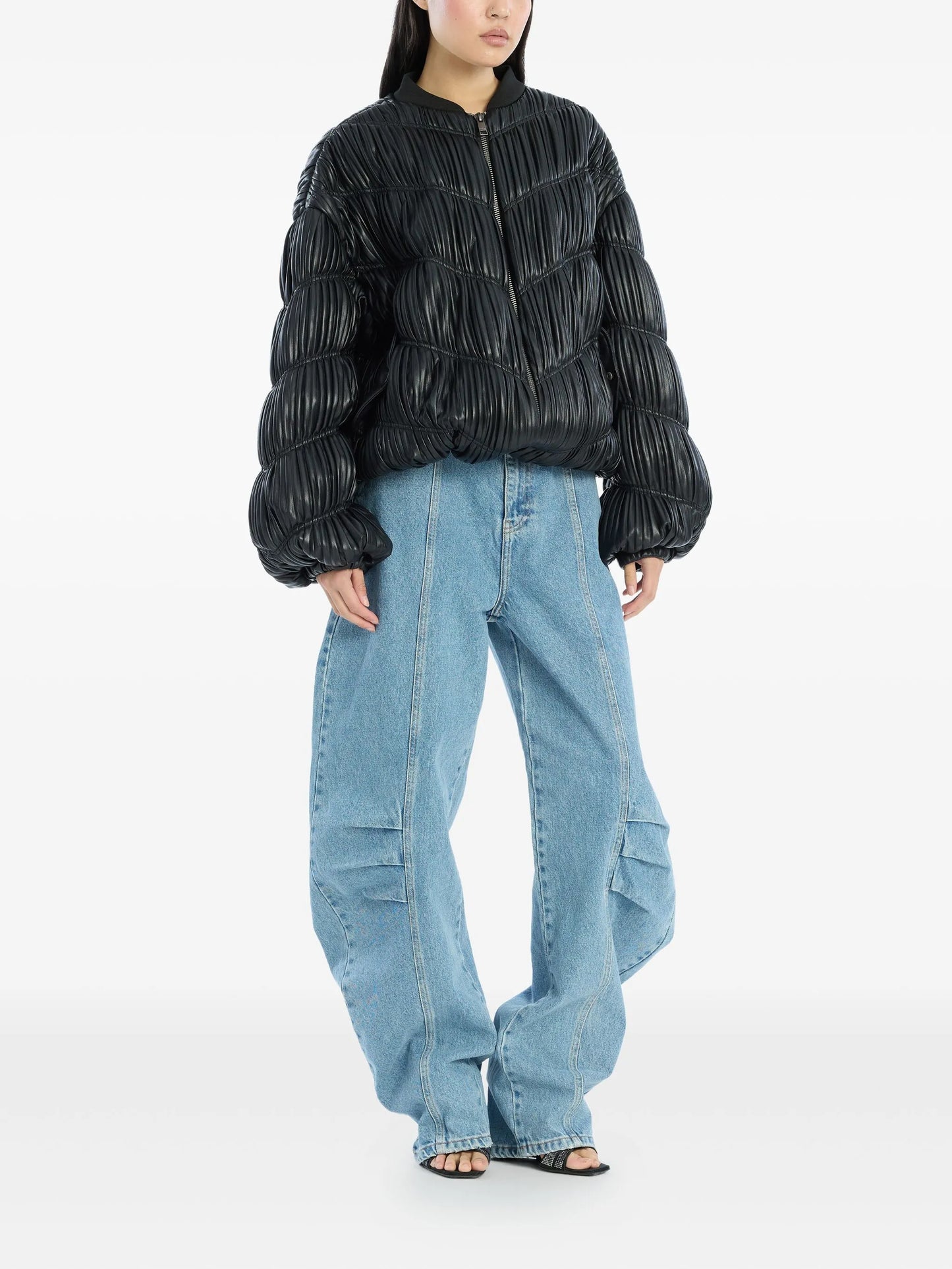 pleated bomber jacket