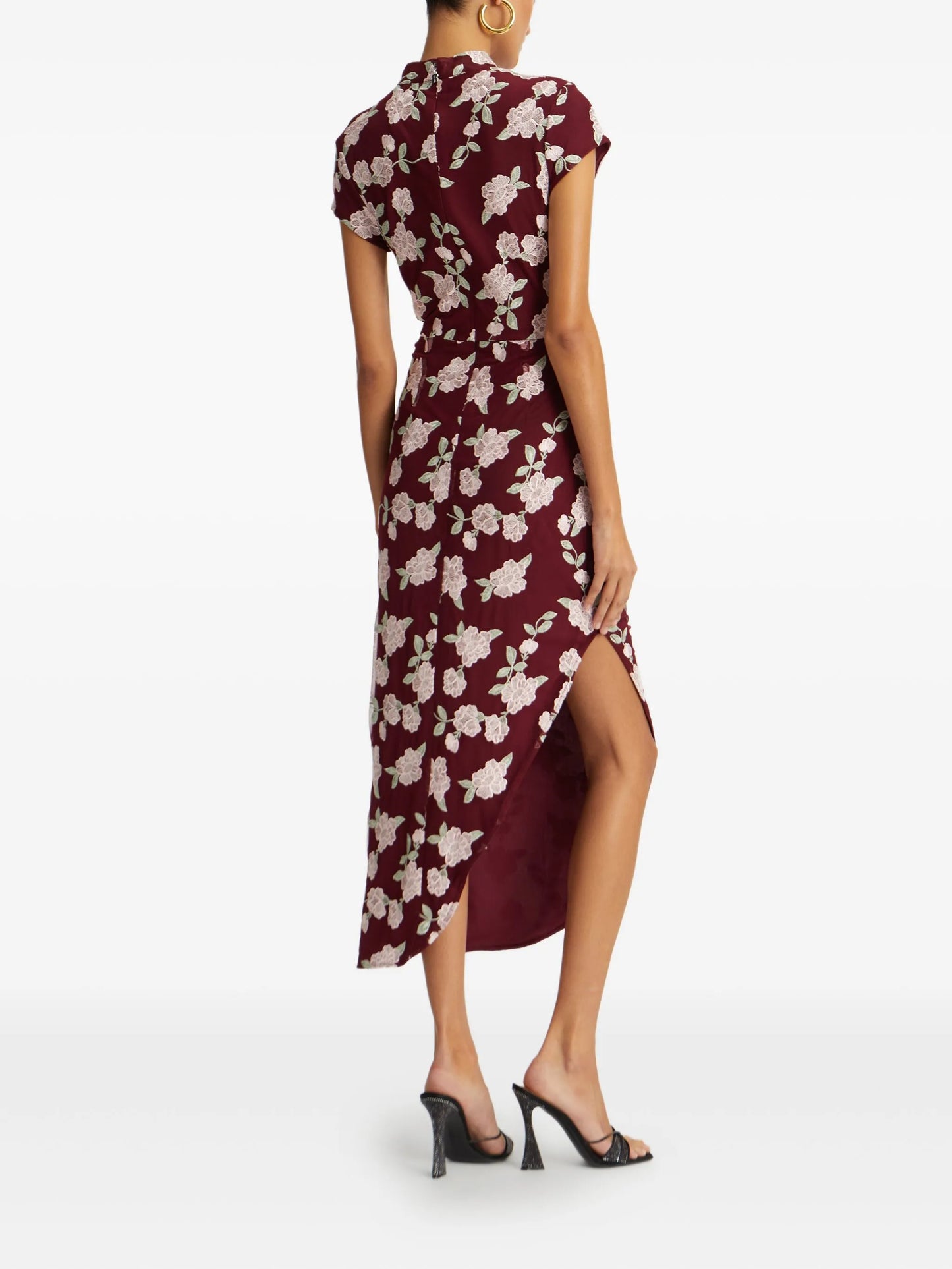 floral-embroidered asymmetric dress