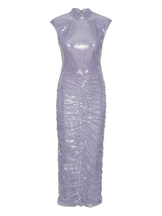 sequin high-neck midi dress