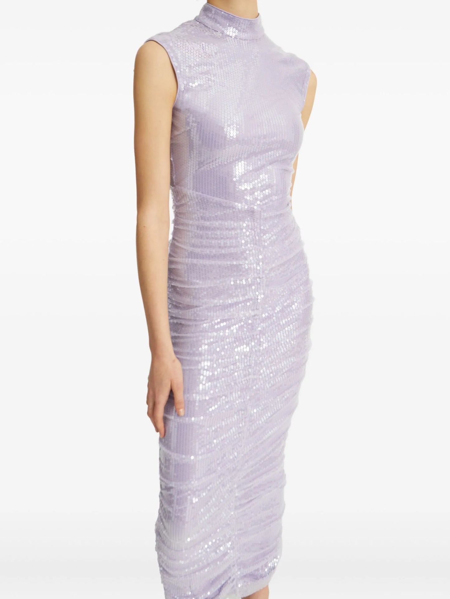 sequin high-neck midi dress