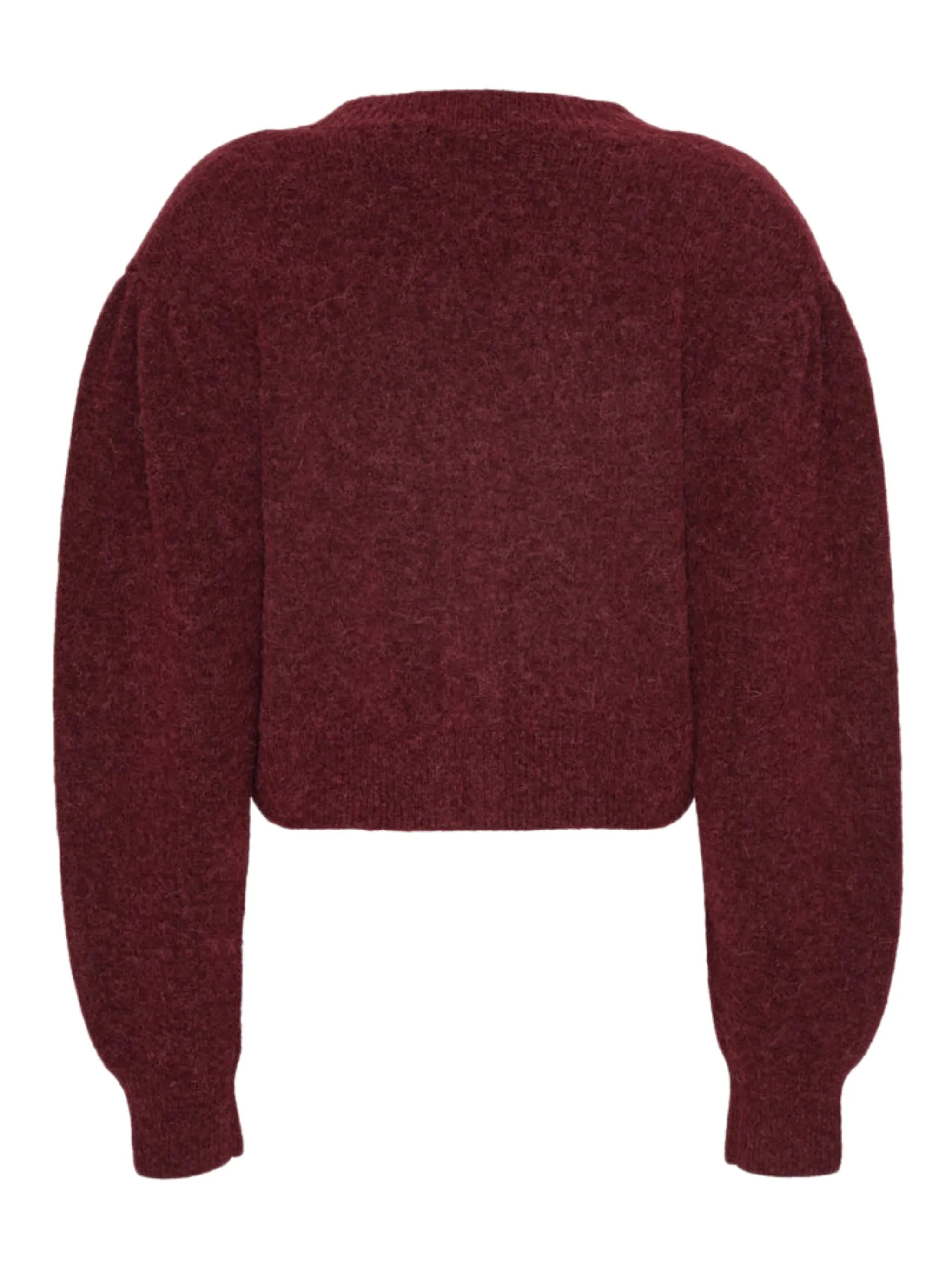 rose-embellished puff-sleeve cardigan