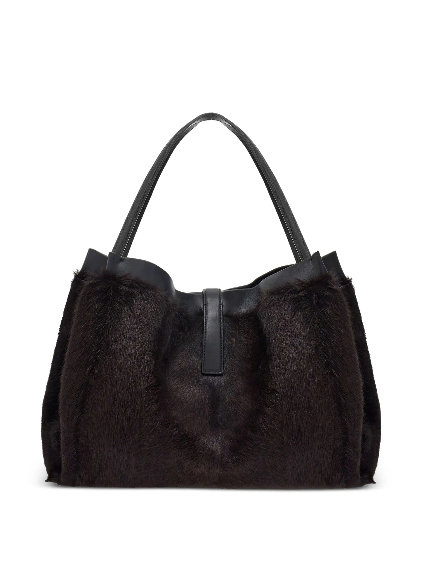 mink-effect leather tote bag