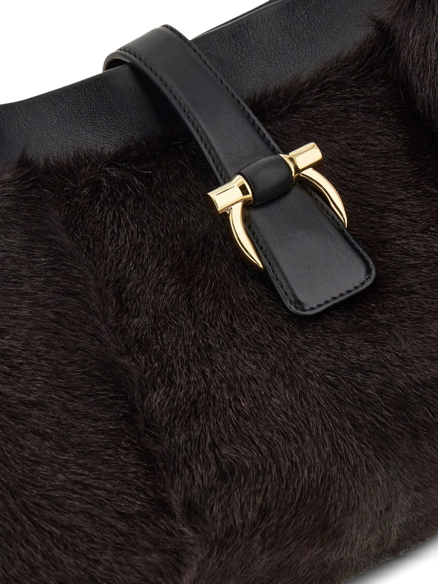 mink-effect leather tote bag