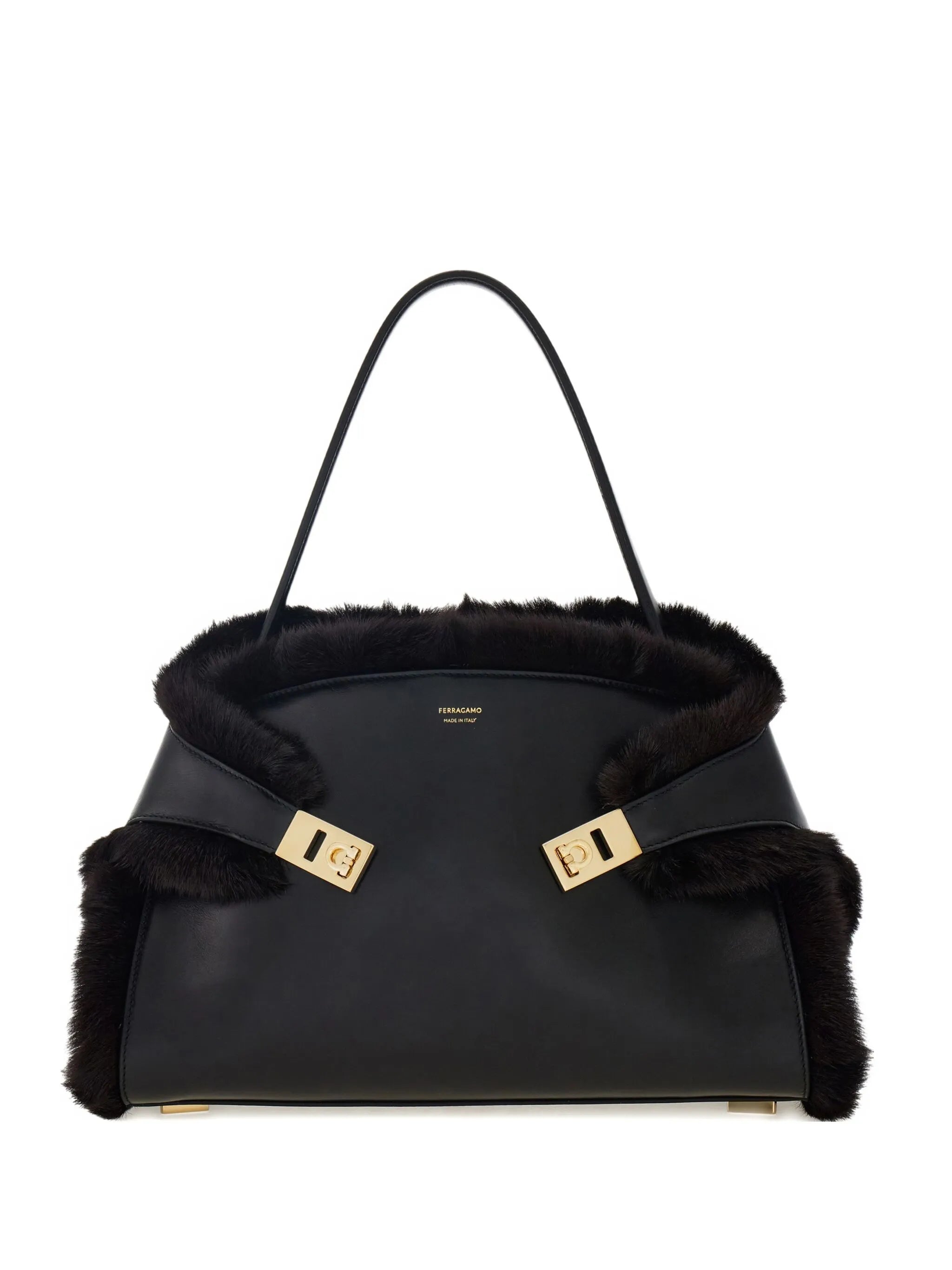 medium Hug Soft fur-trimmed shoulder bag