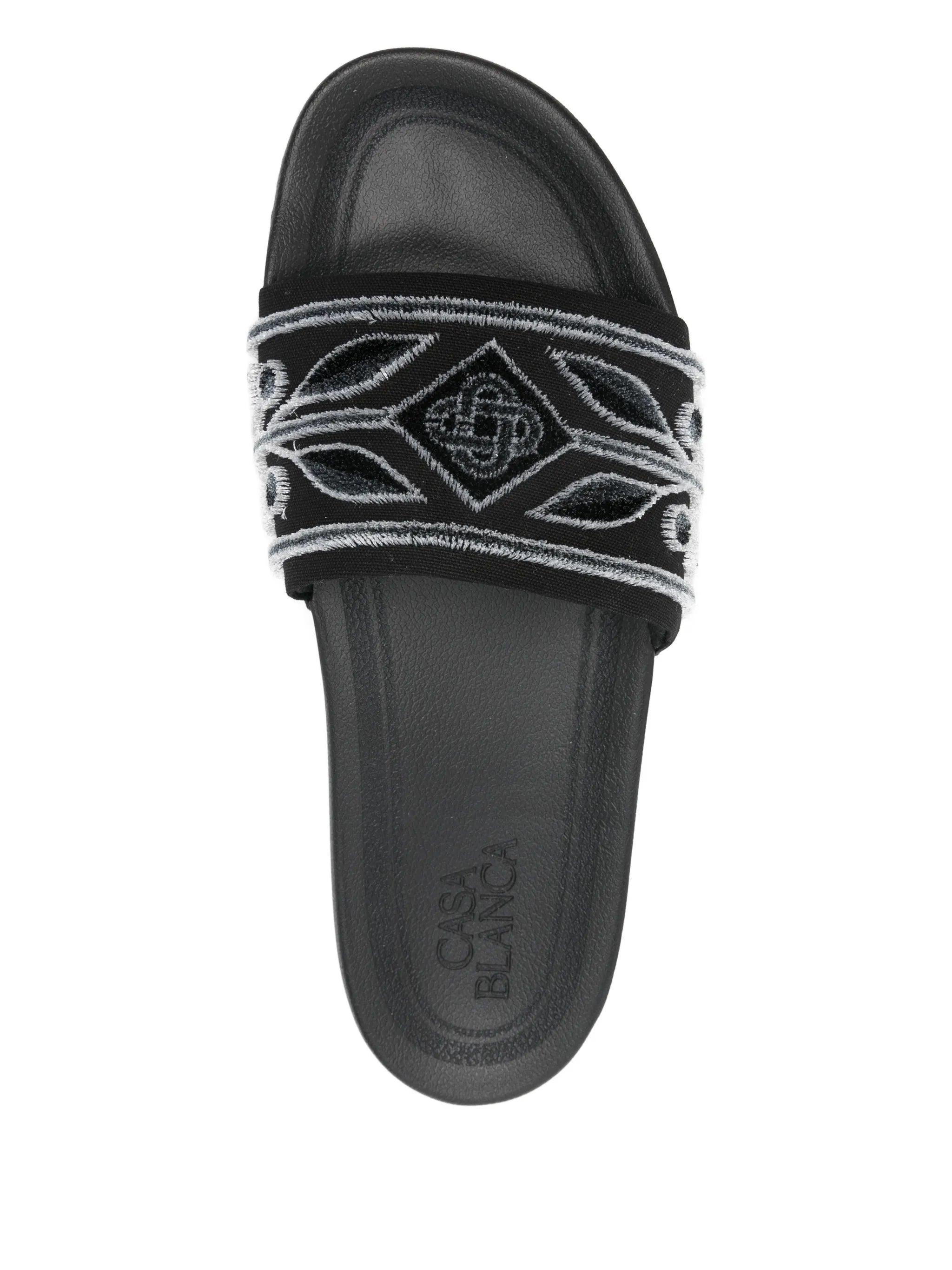 embroidery slide sandals