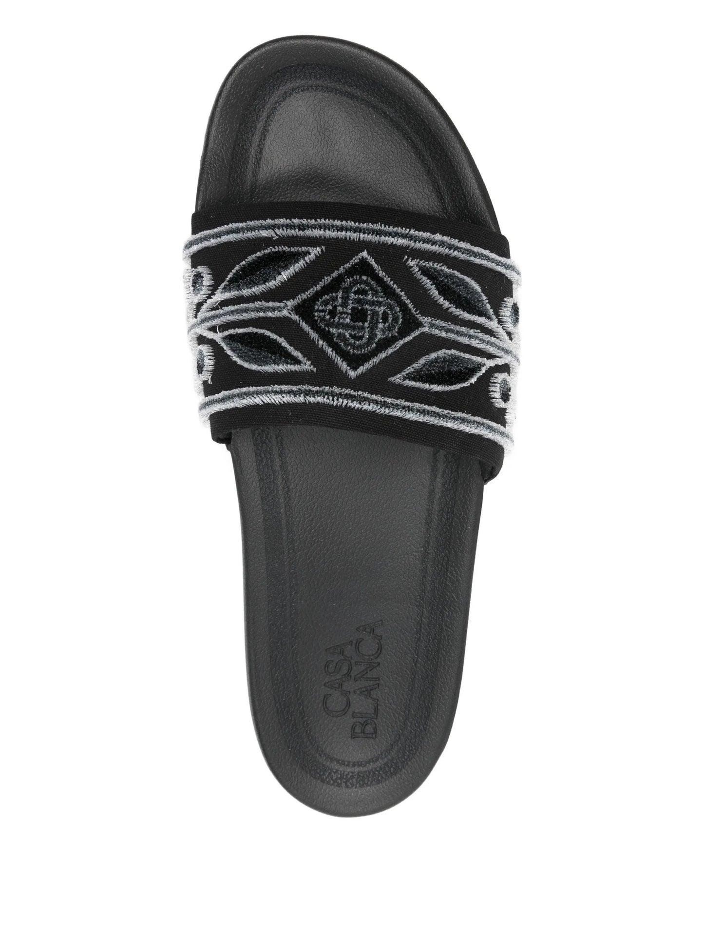 embroidery slide sandals