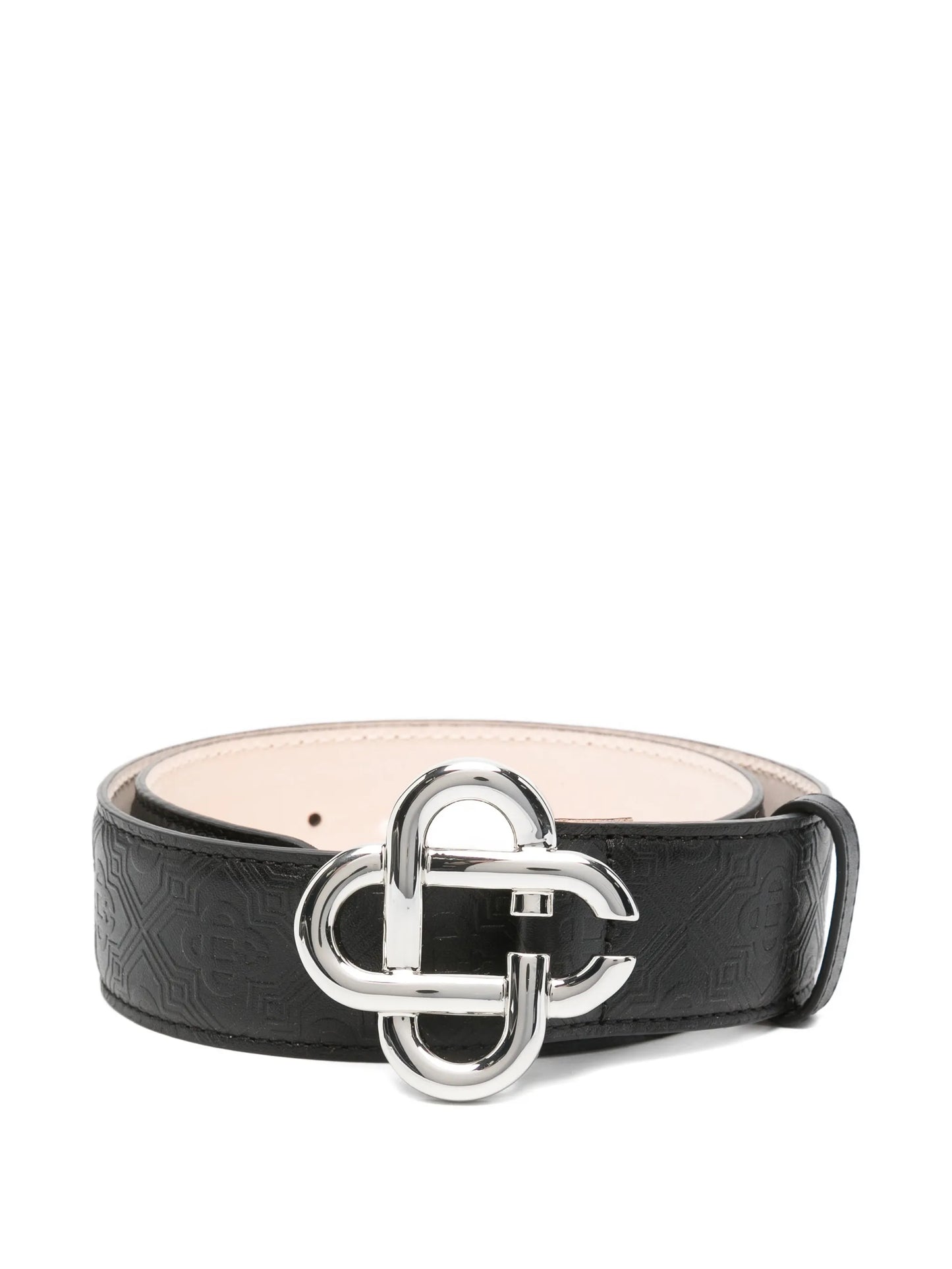 monogram-buckle leather belt