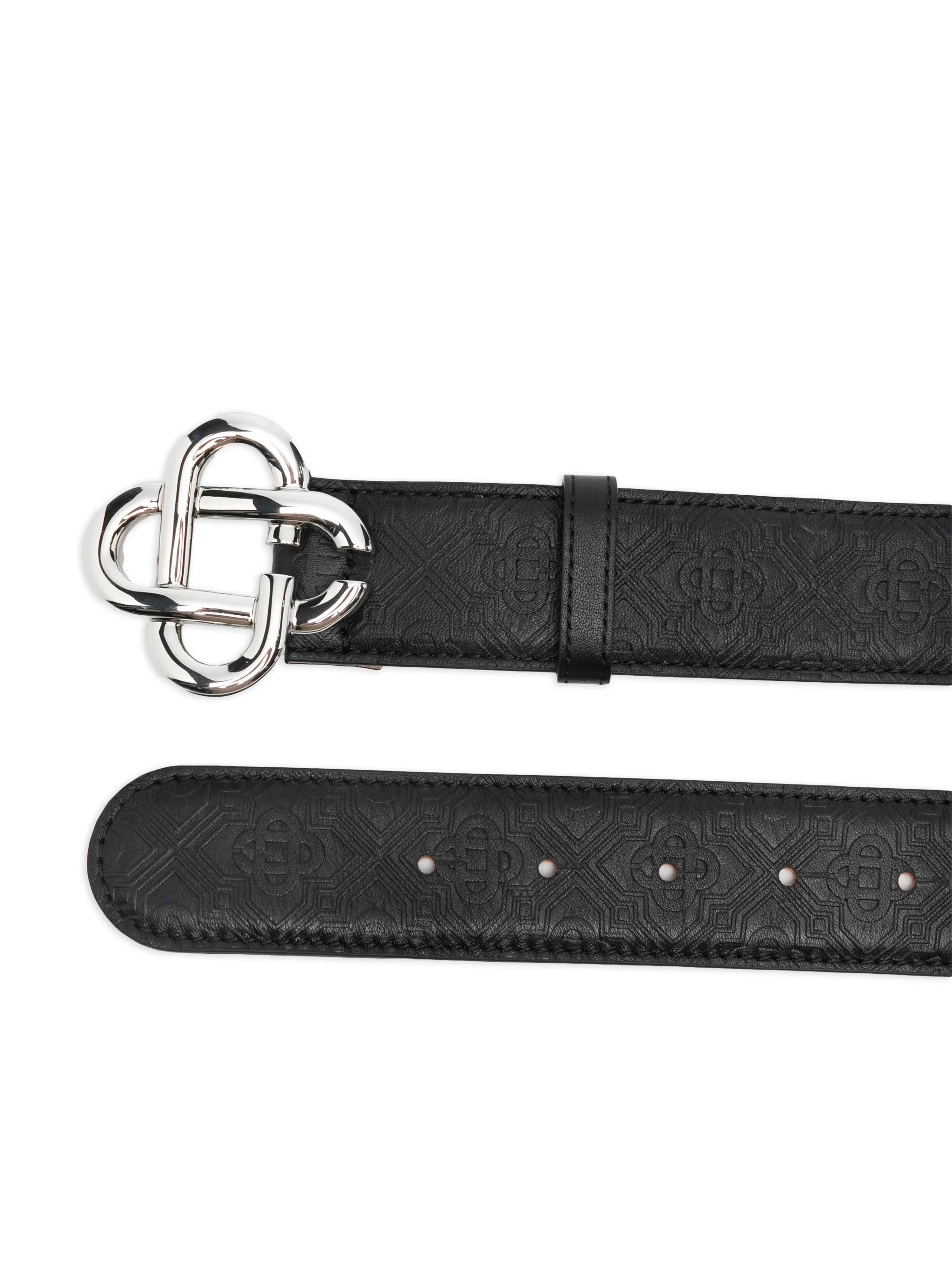 monogram-buckle leather belt