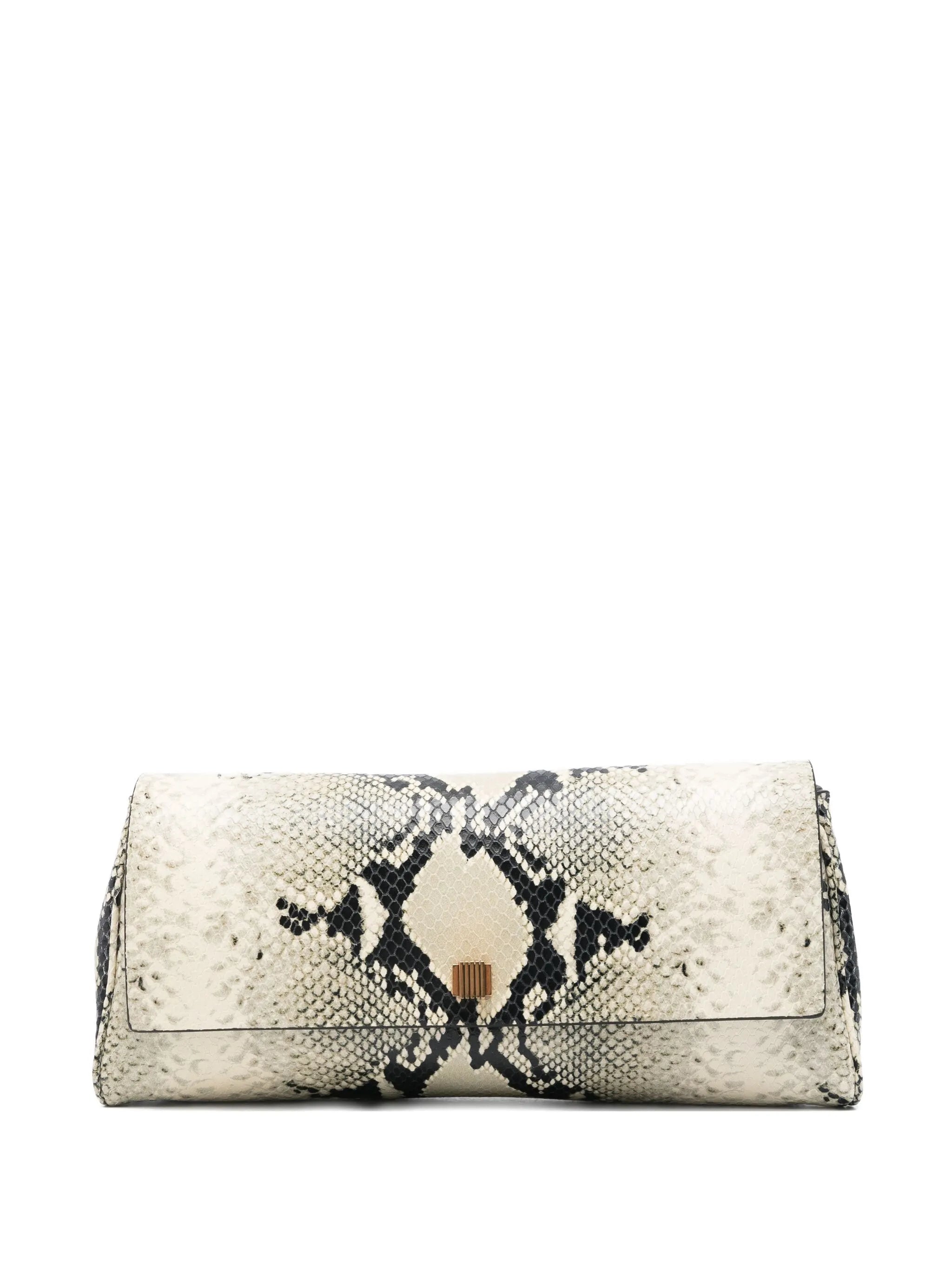snakeskin flap clutch