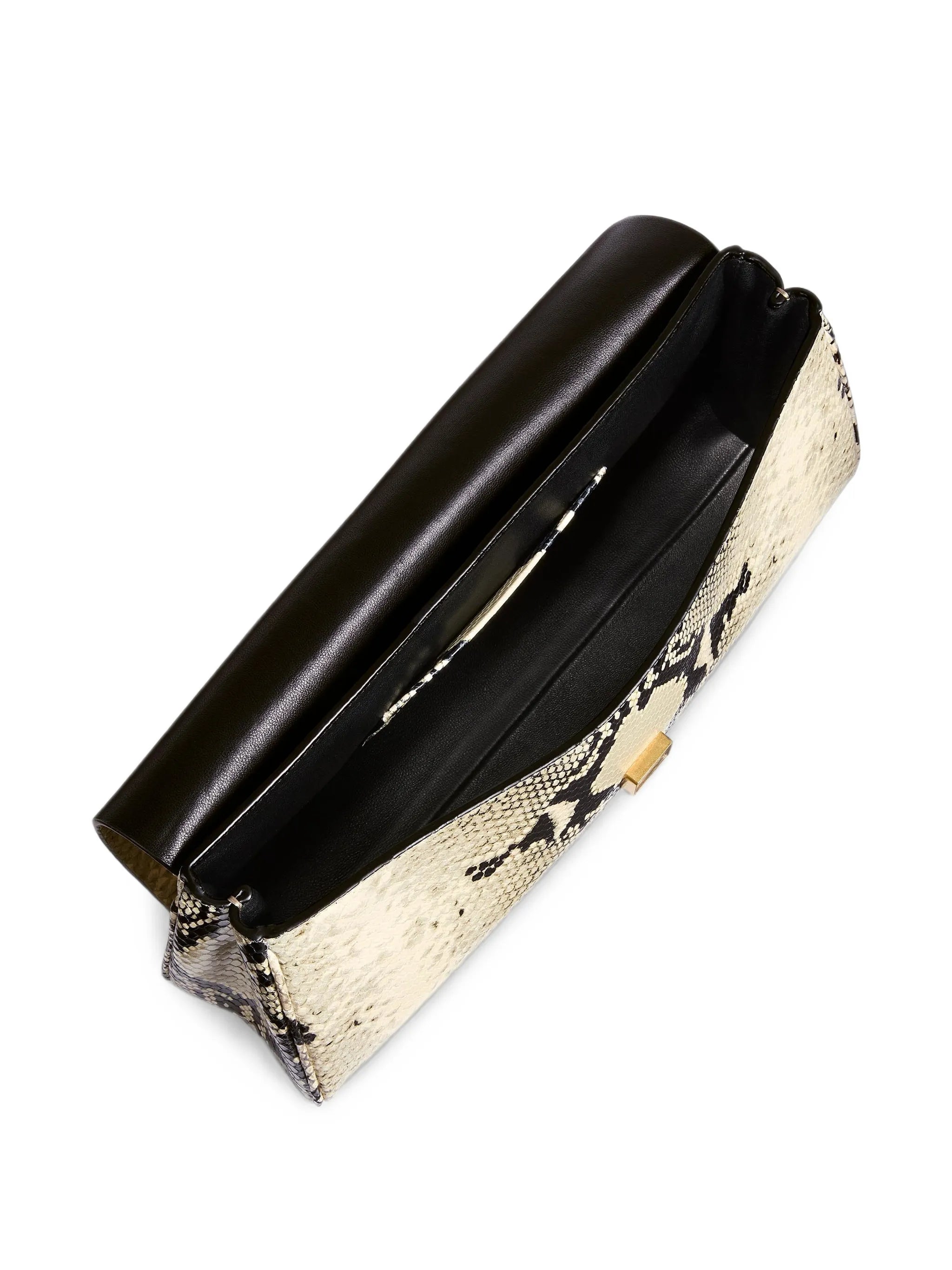 snakeskin flap clutch