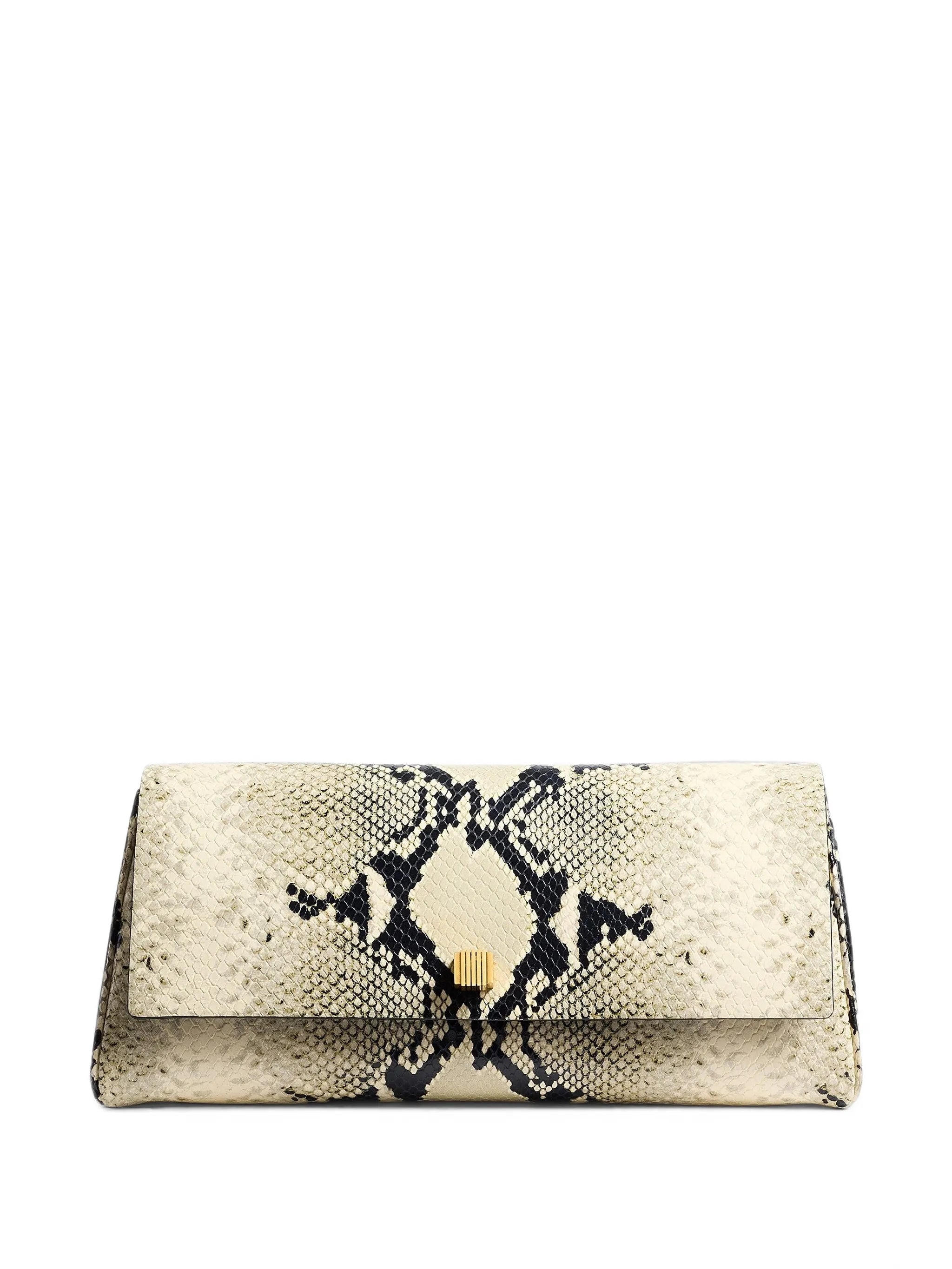 snakeskin flap clutch