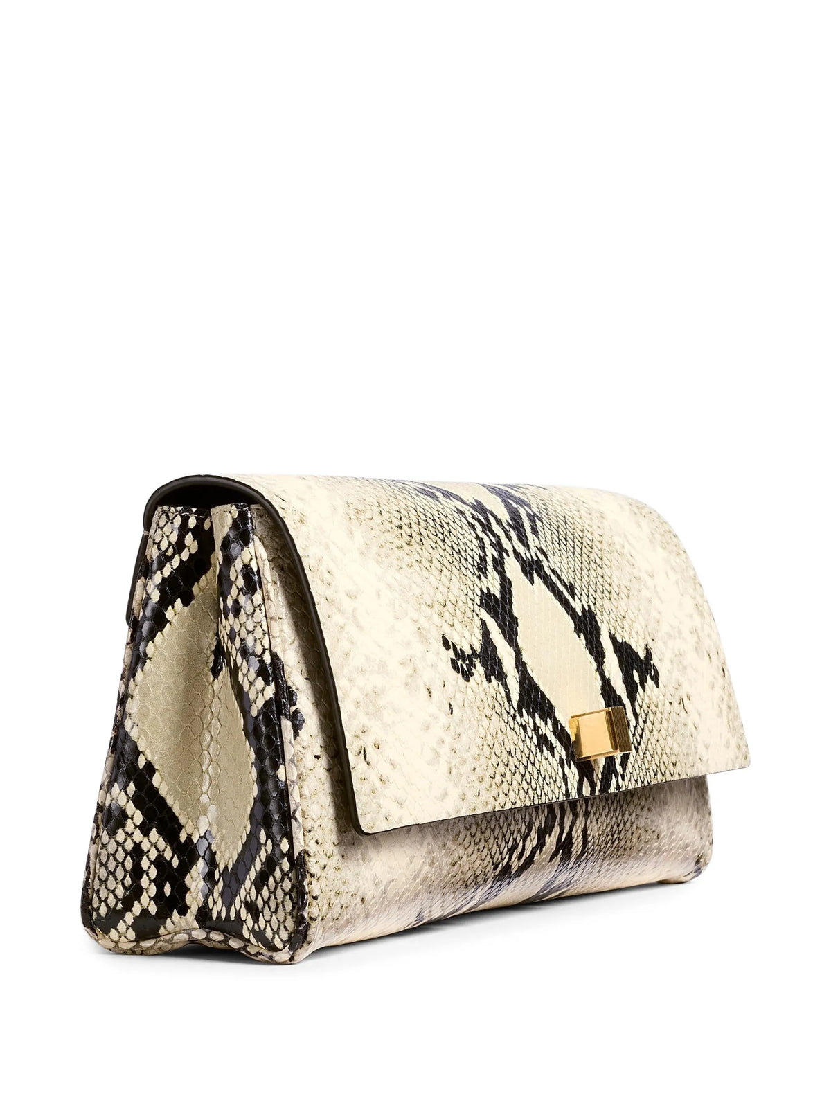 snakeskin flap clutch