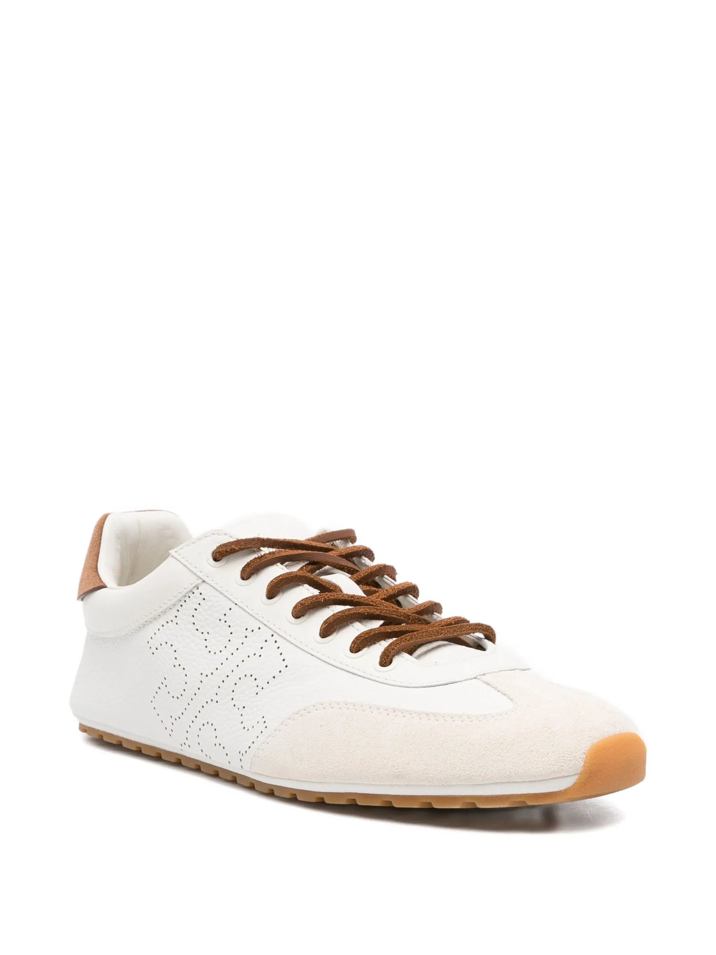 Travel leather perforated sneakers