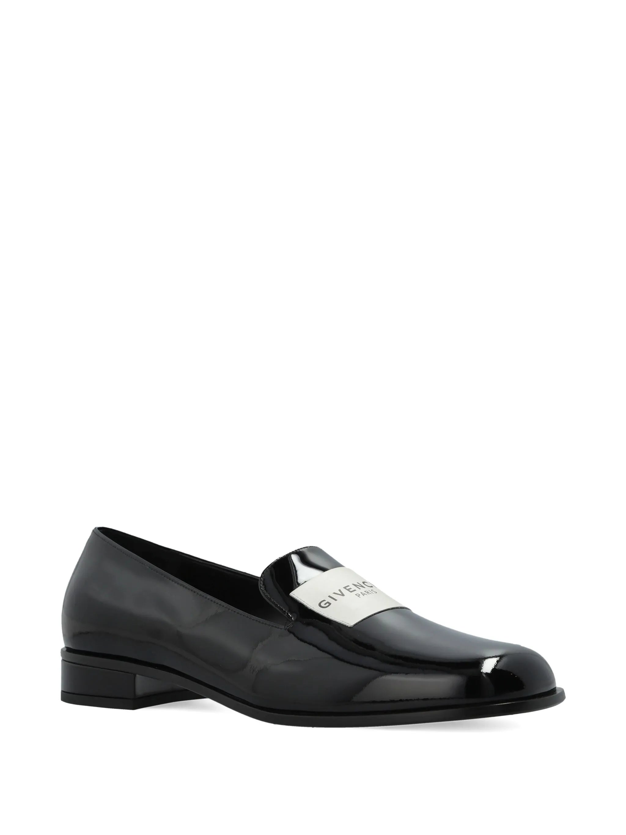 logo-plaque patent leather loafers