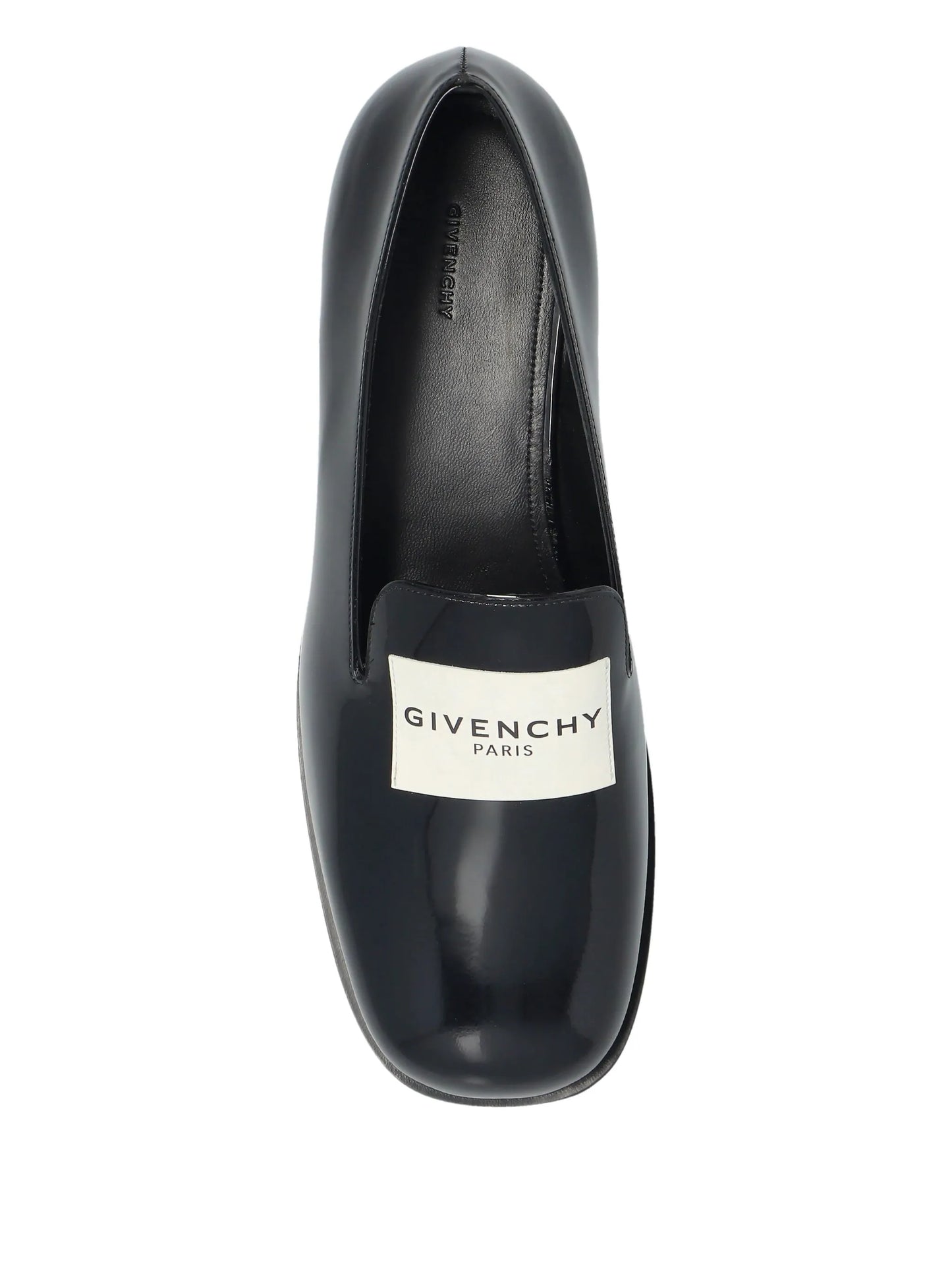 logo-plaque patent leather loafers