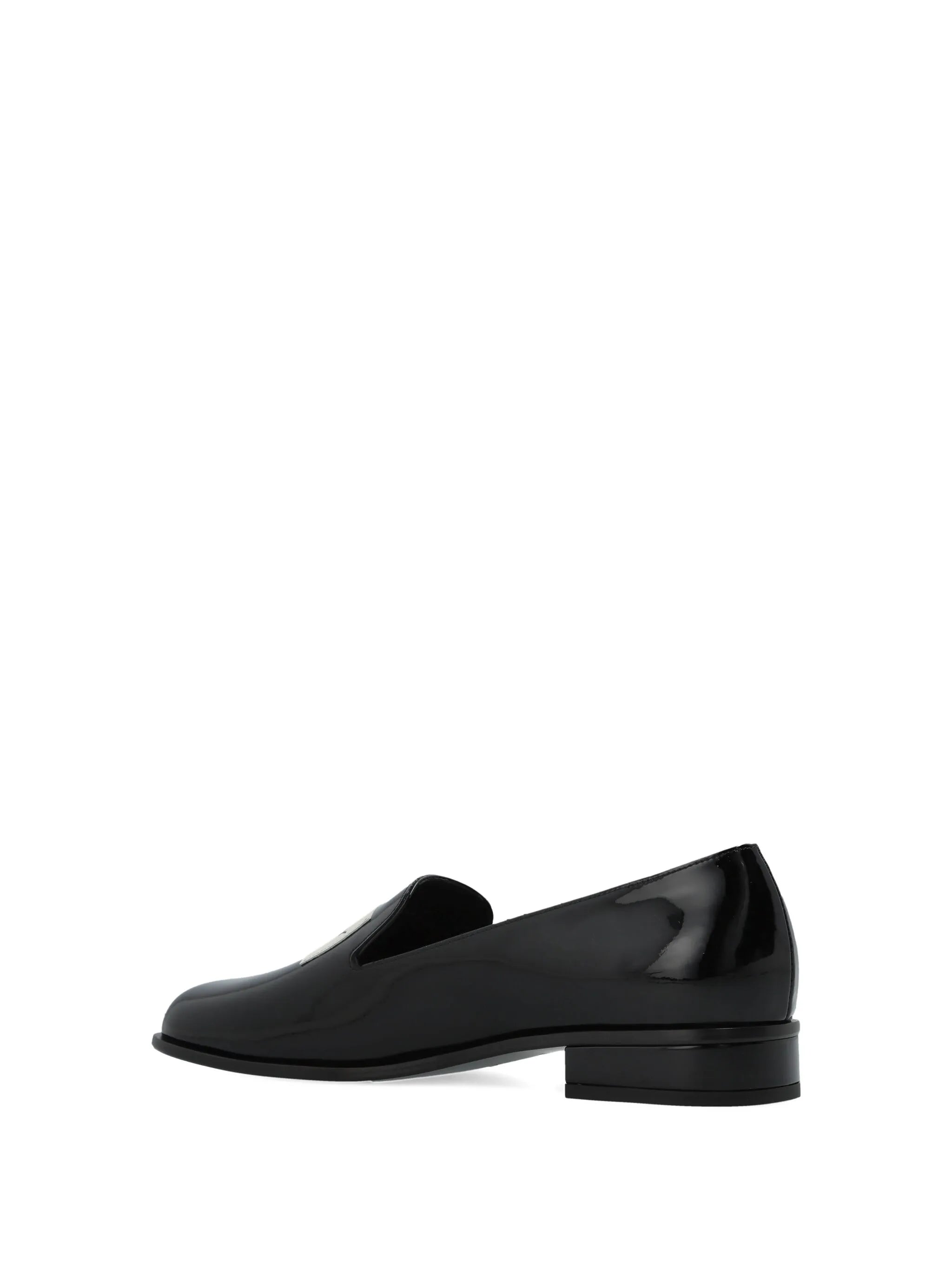 logo-plaque patent leather loafers