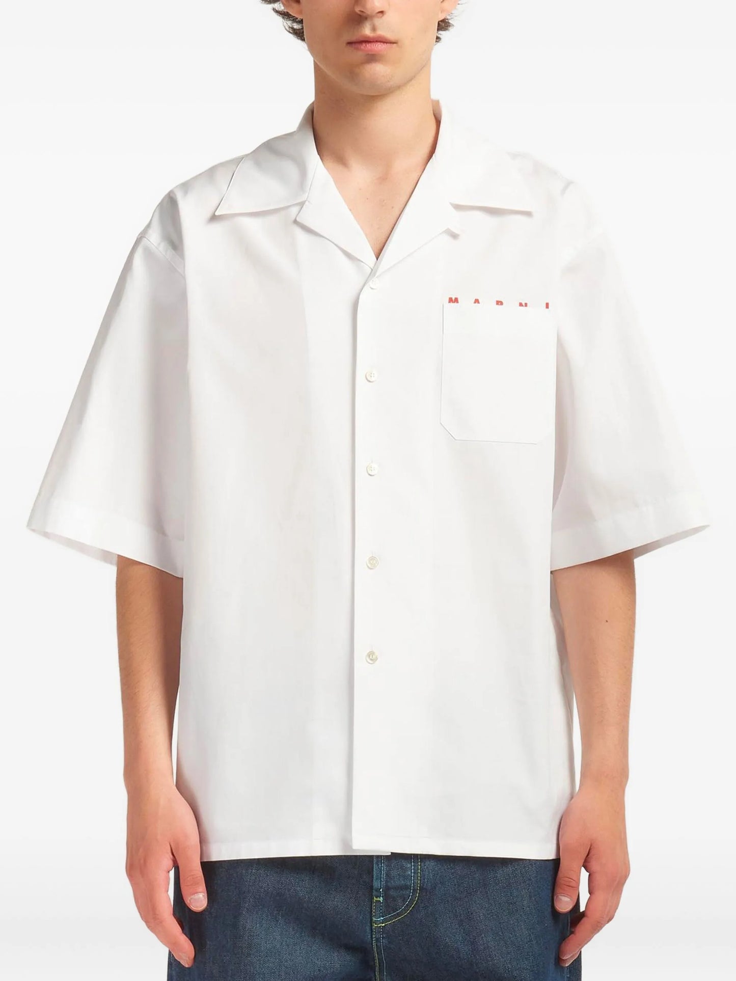 logo-print bowling shirt