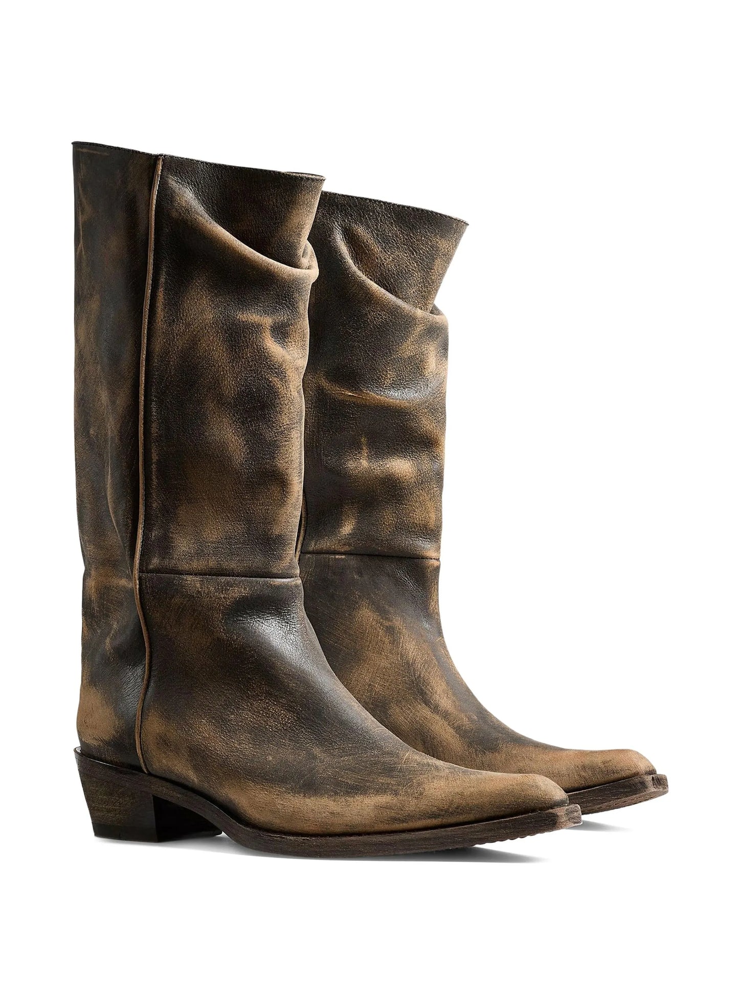 calf leather pointed-toe boots