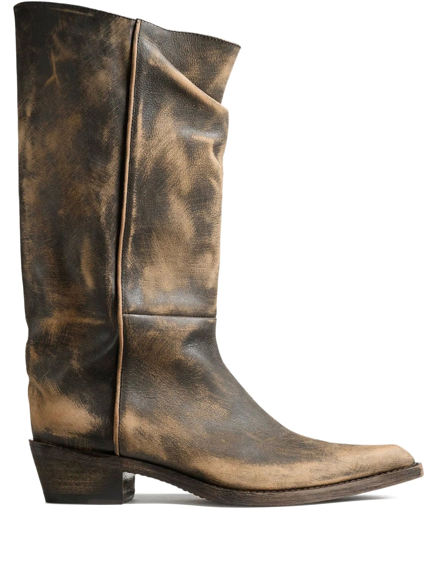 calf leather pointed-toe boots