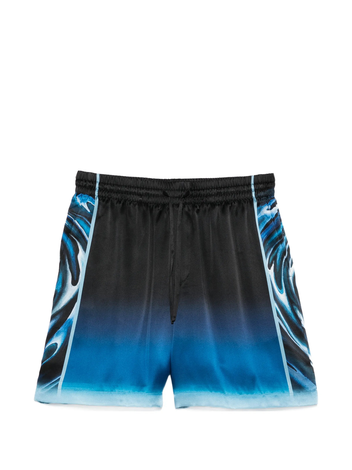 warped logo repeat silk shorts
