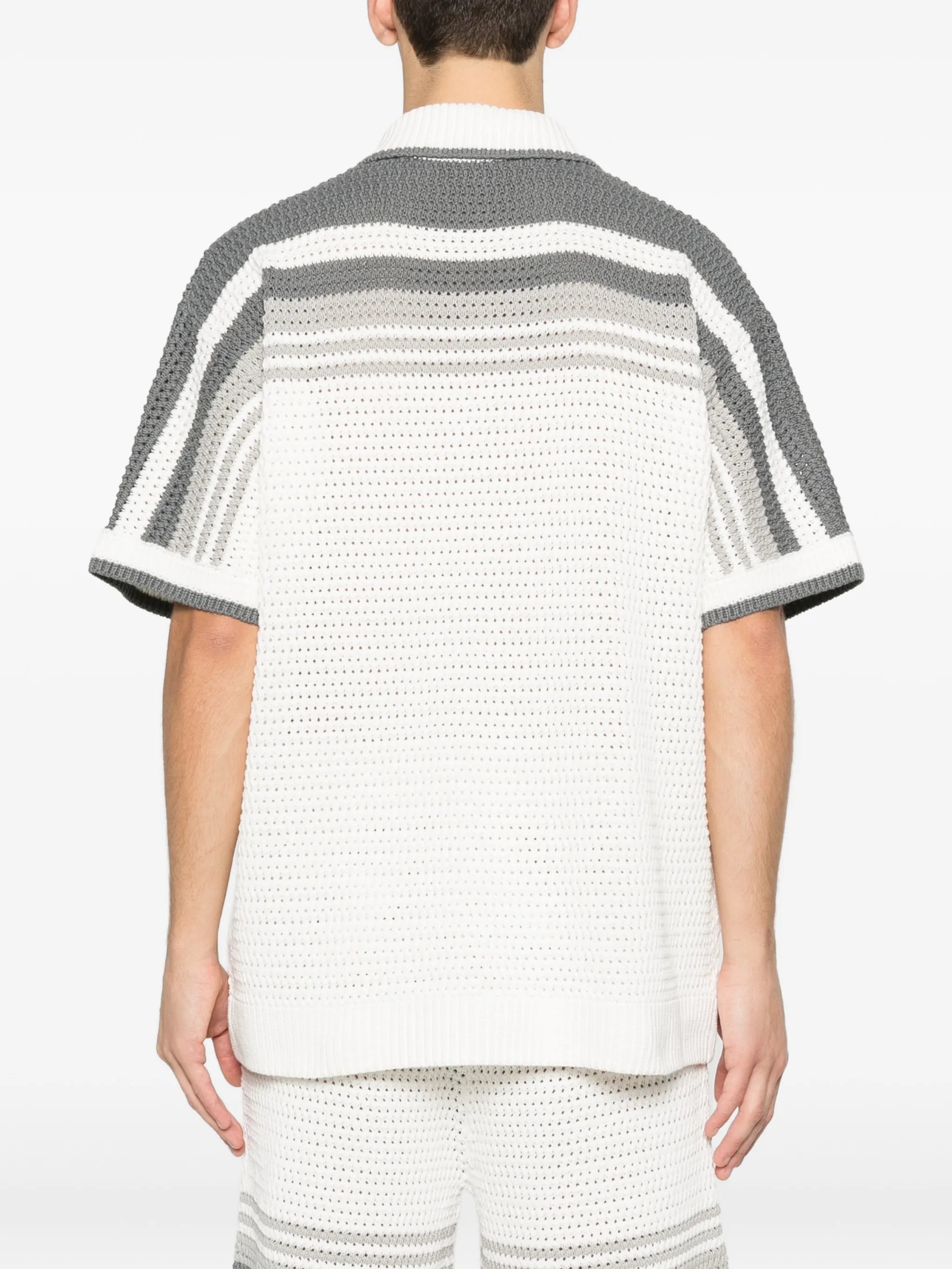 Tennis striped button short sleeve shirt