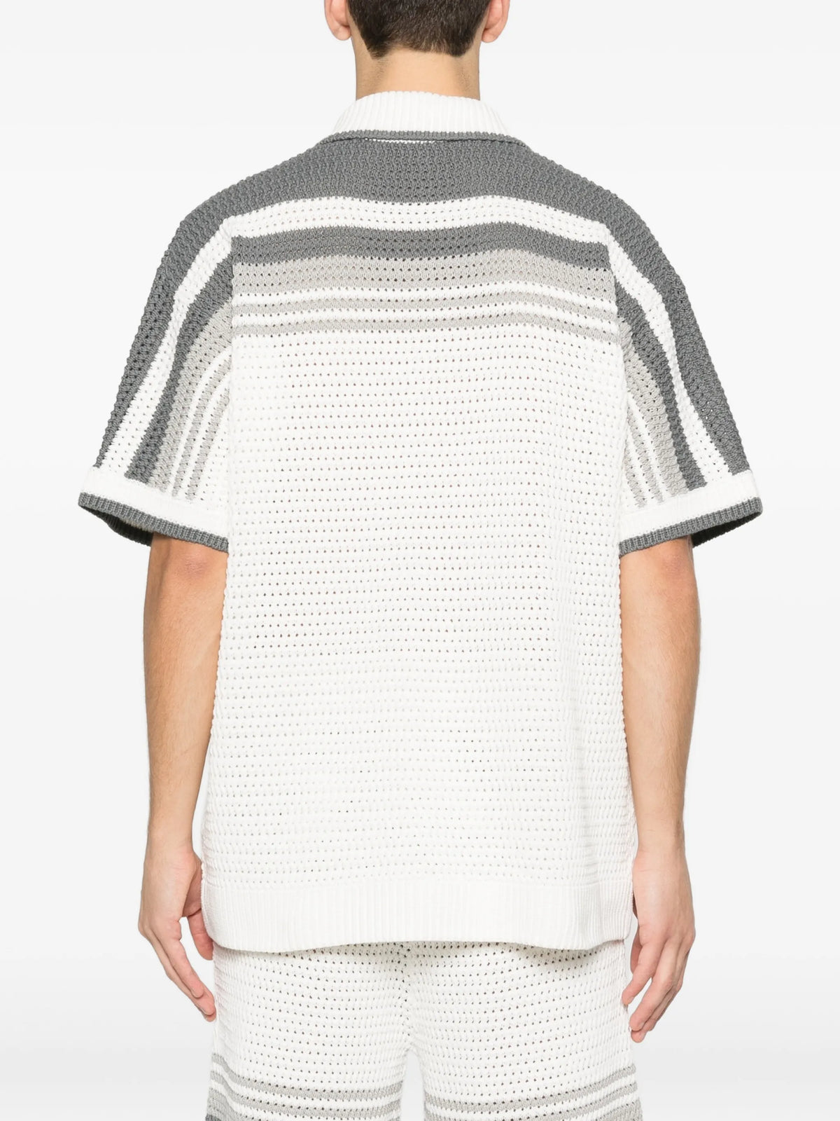 Tennis striped button short sleeve shirt