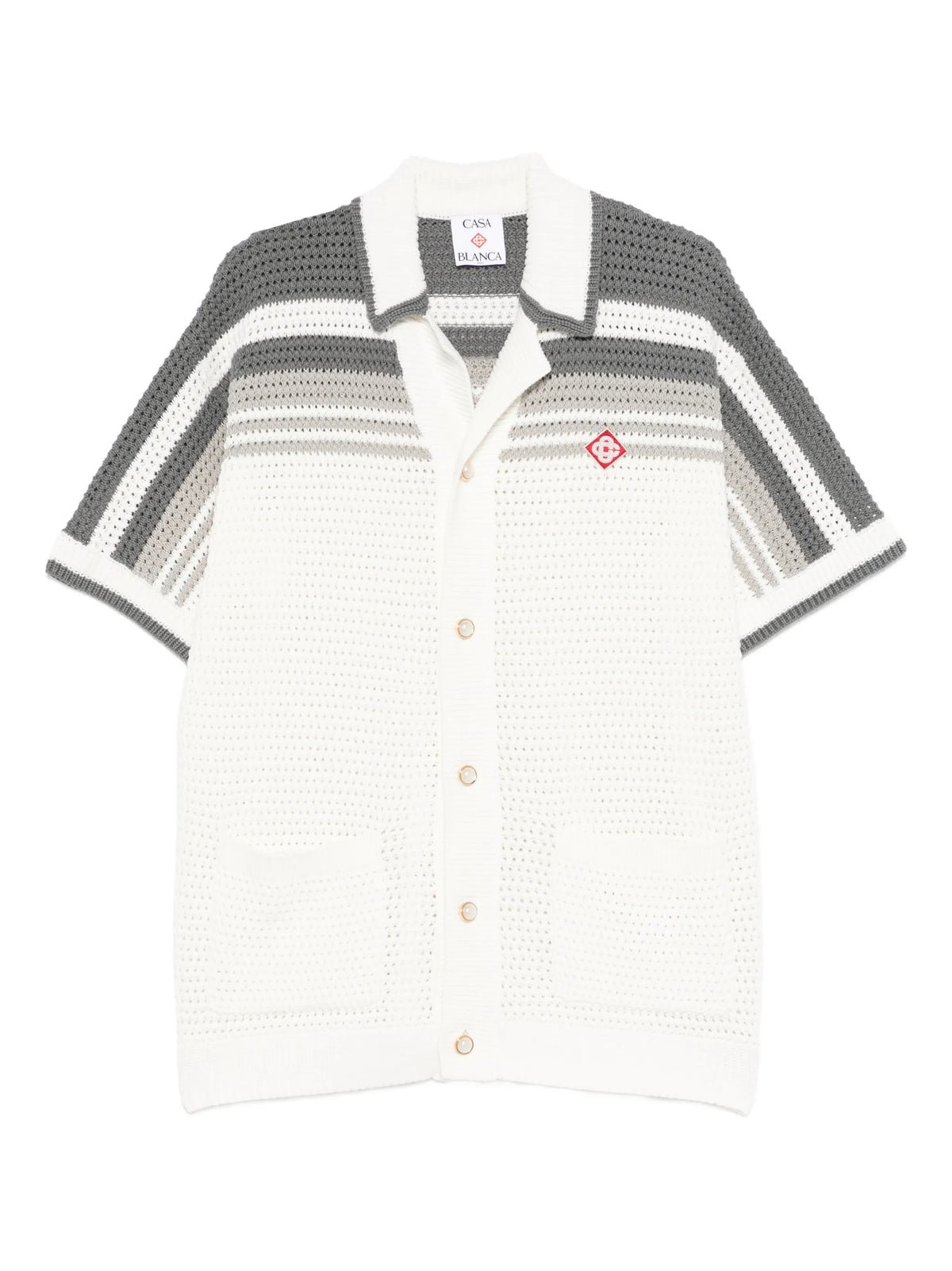 Tennis striped button short sleeve shirt