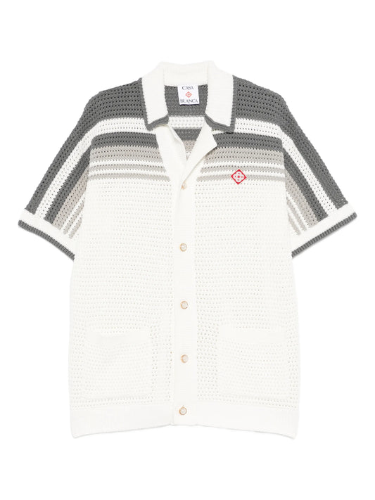 Tennis striped button short sleeve shirt