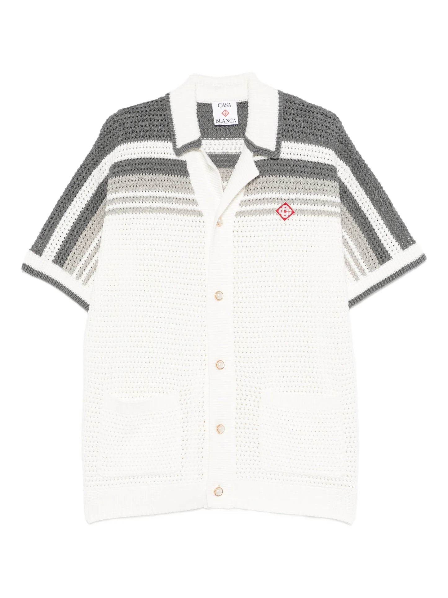 Tennis striped button short sleeve shirt
