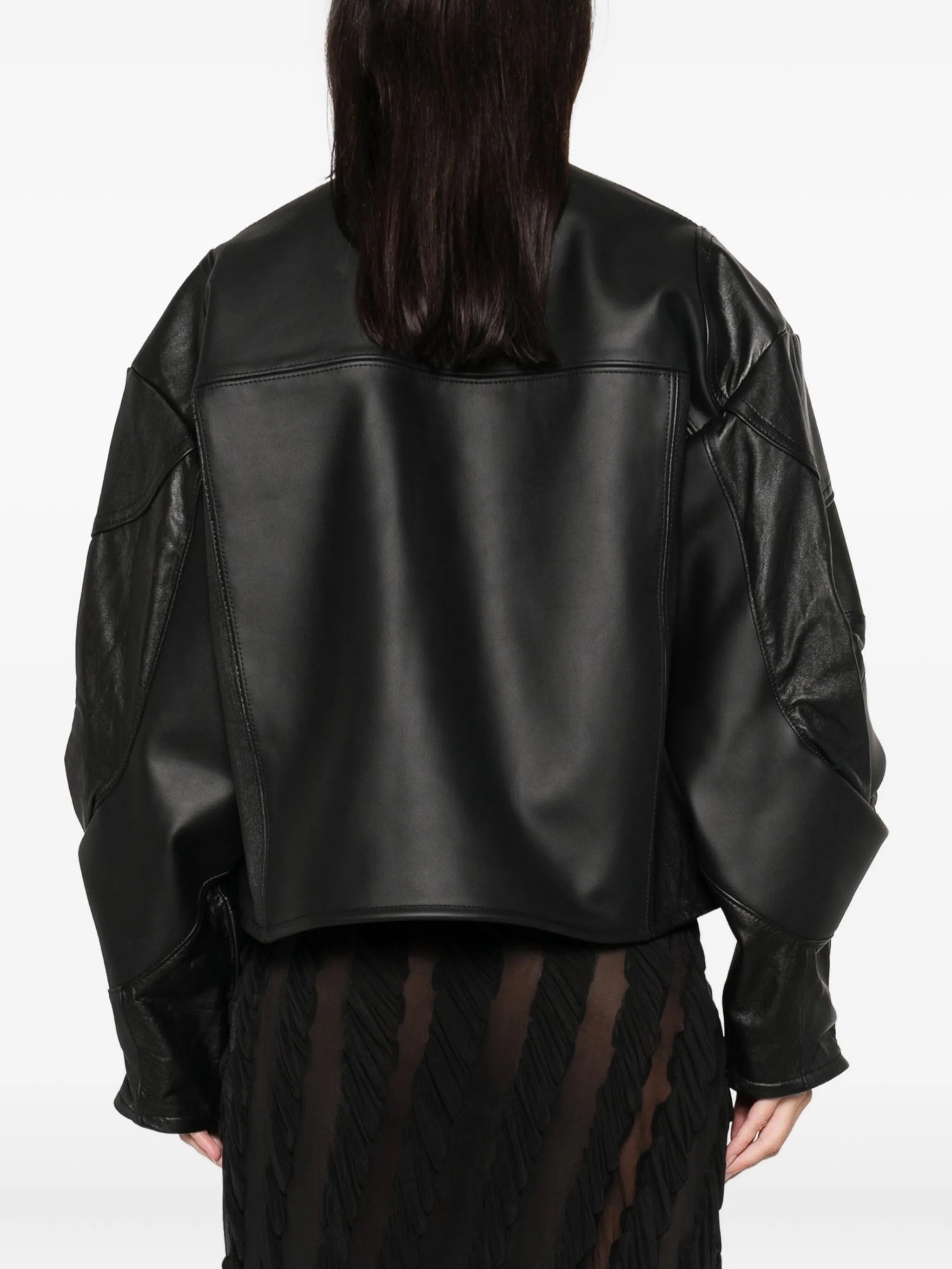 rose-detail leather jacket