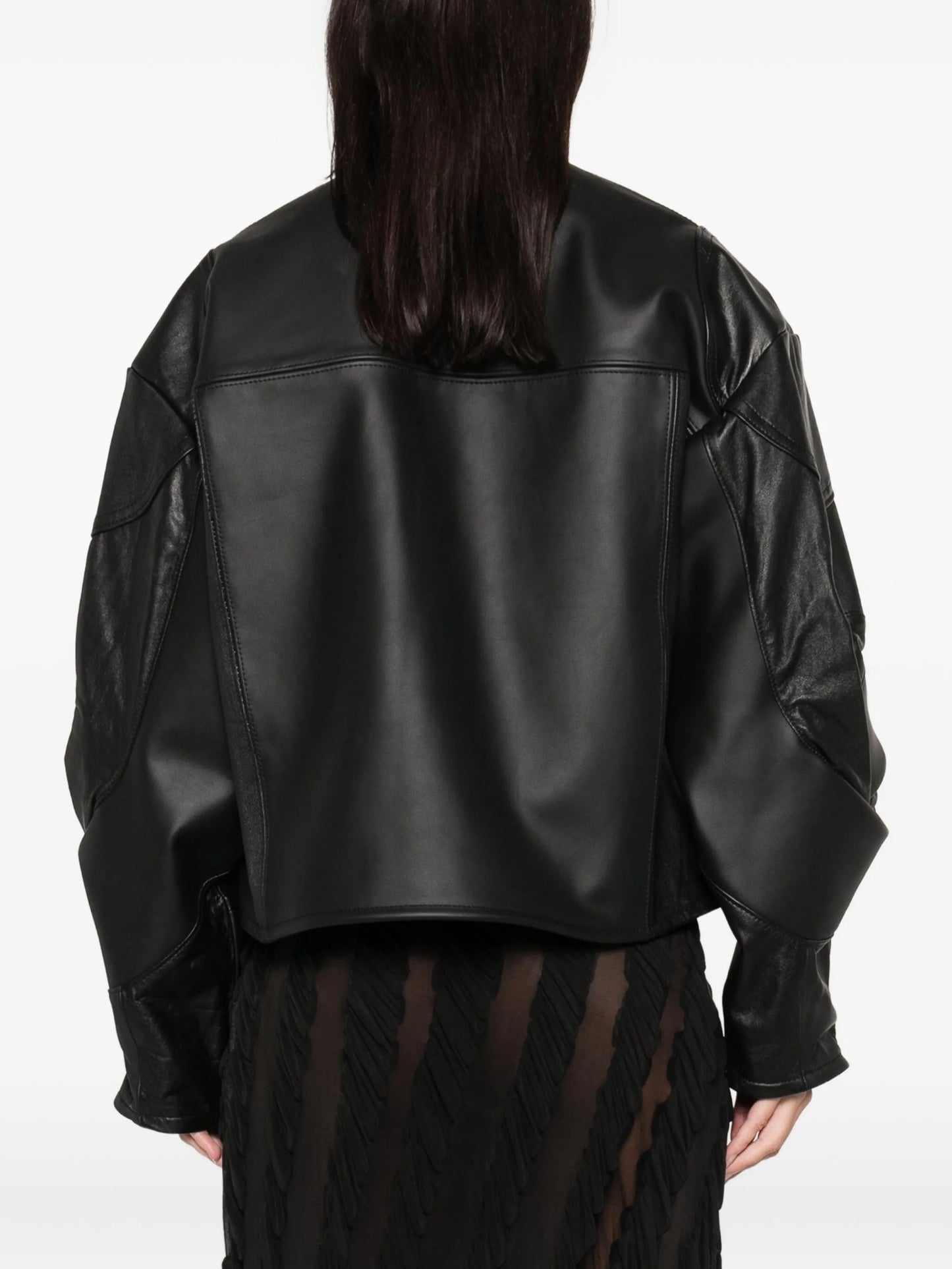 rose-detail leather jacket