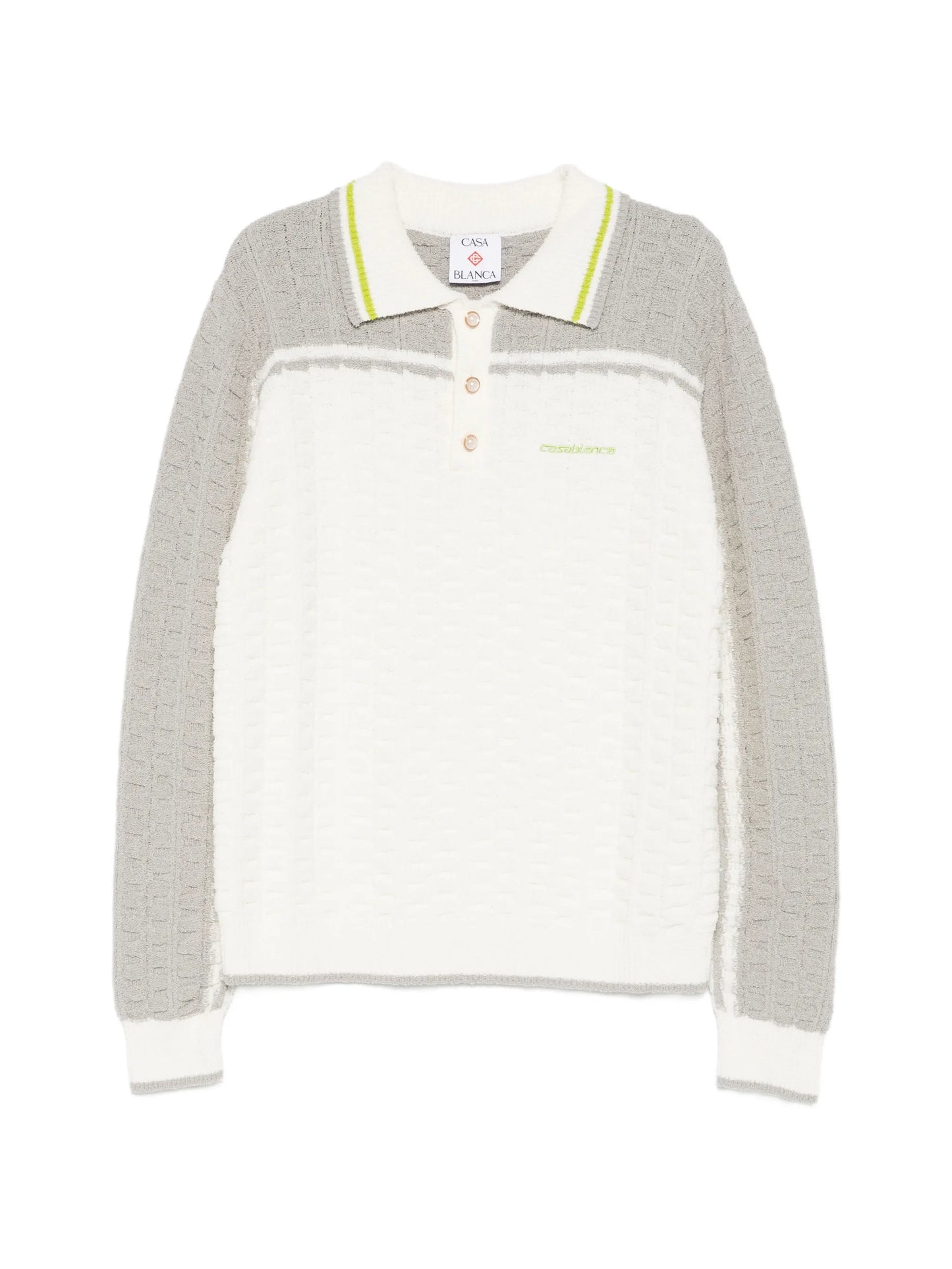 long-sleeve boucle polo shirt