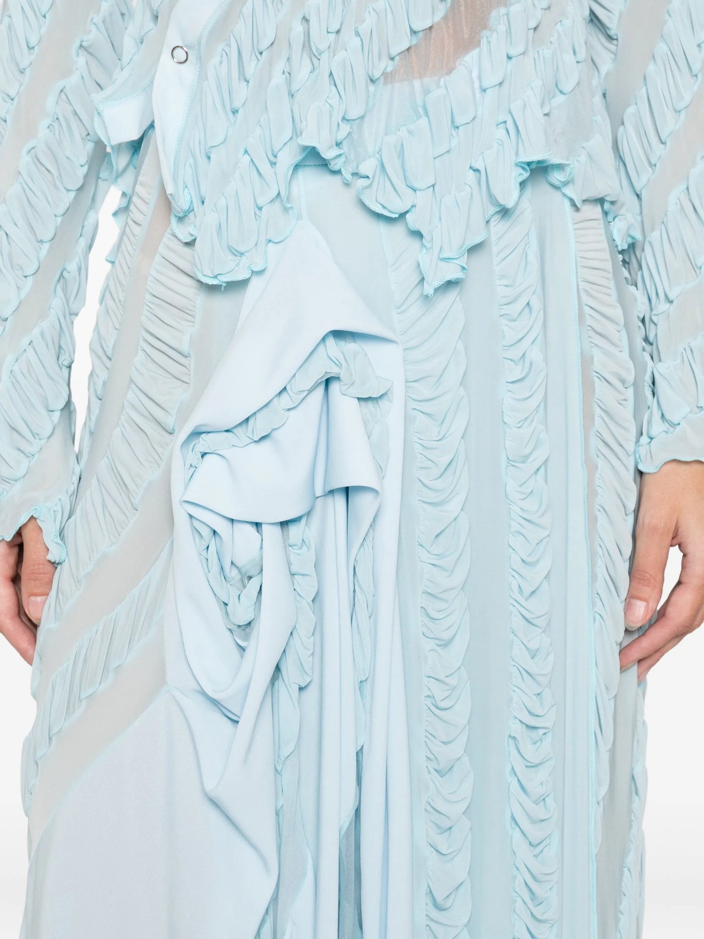 rose-detail ruffled midi skirt