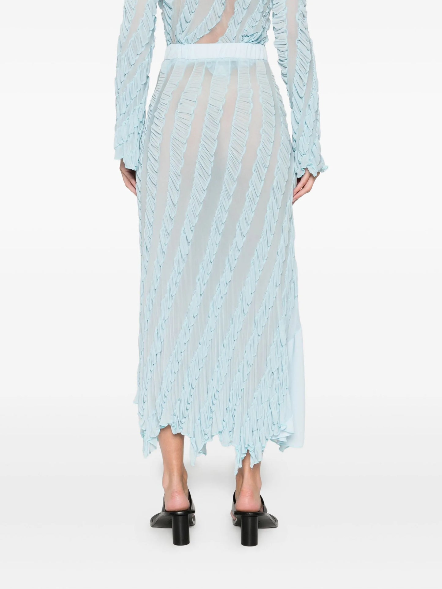 rose-detail ruffled midi skirt