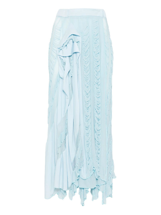 rose-detail ruffled midi skirt