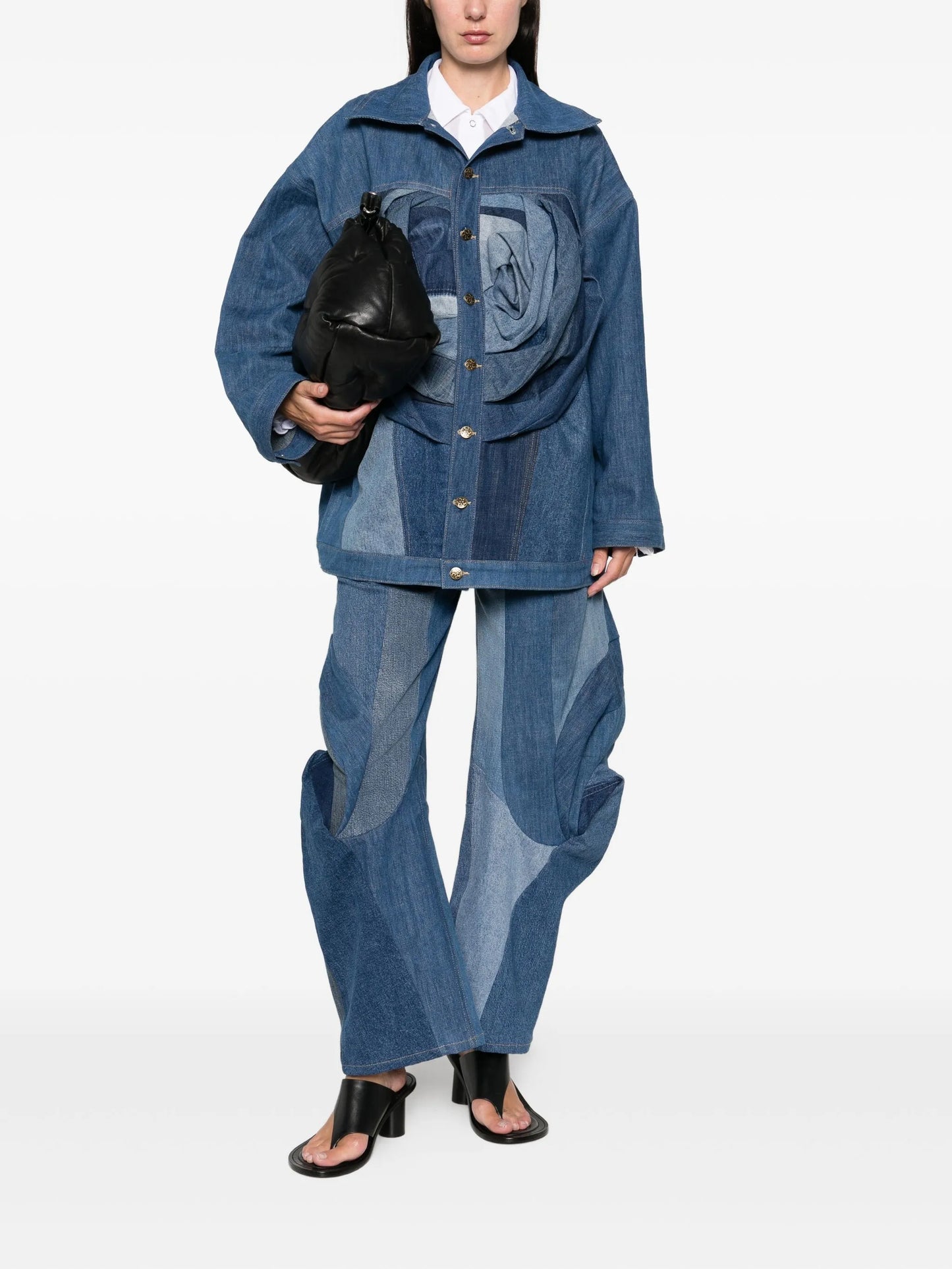 rose-detail button-fastening jacket